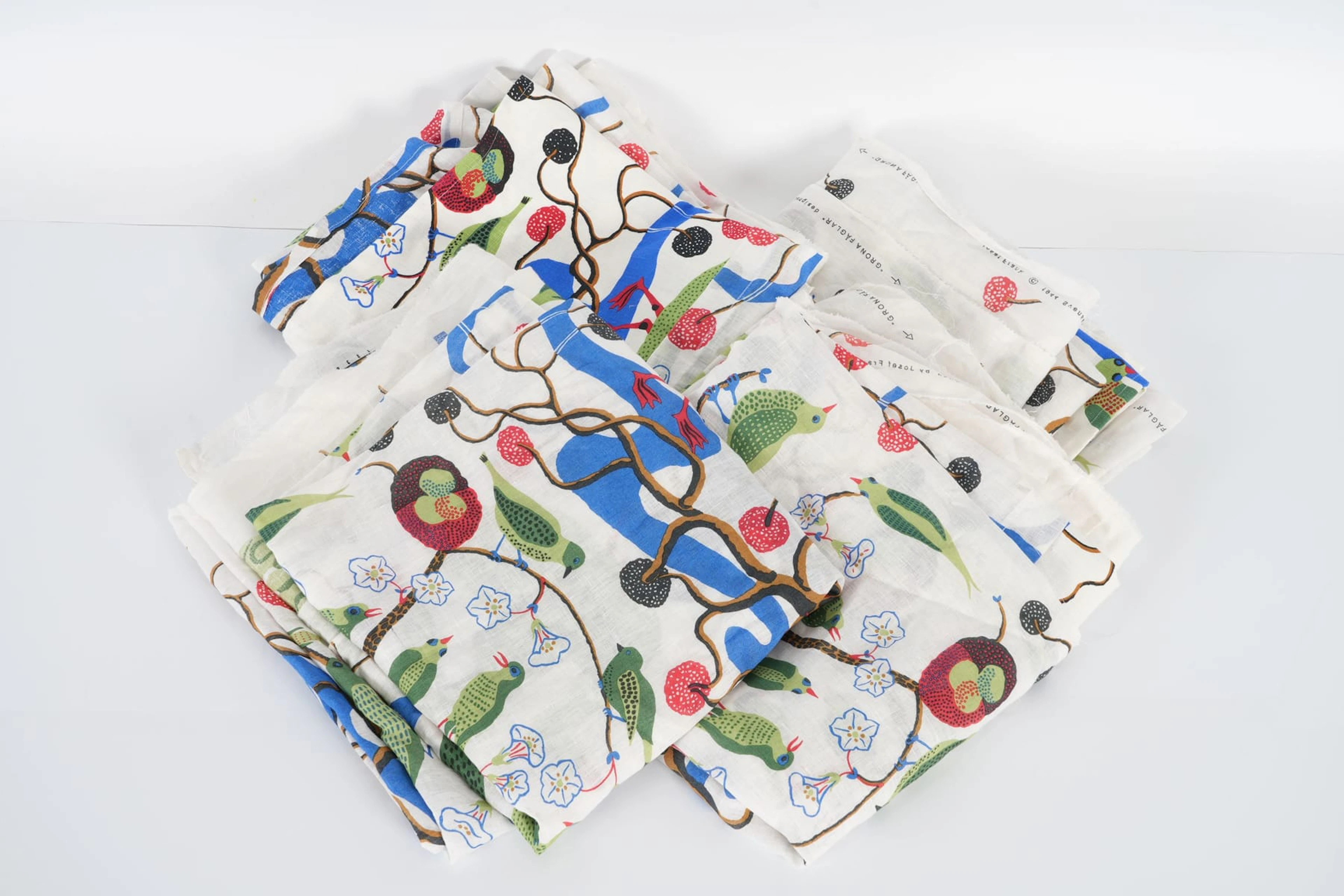 JOSEF FRANK (1885-1967), stuvbitar, 4 st, "Gröna Fåglar", Firma Svenskt Tenn