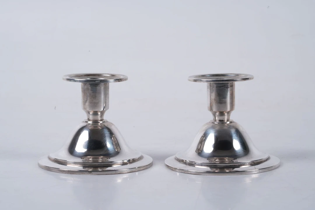 LJUSSTAKAR, ett par, silver, K G Markströms Guldsmeds AB, 1953