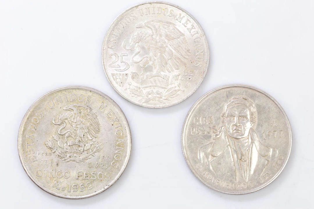 MYNT, 3 st, silver, Mexiko, 720/1000, 1952-1977