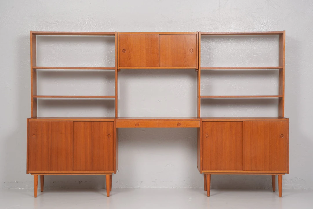 HYLLSYSTEM, 3 sektioner, 6 delar, teak, 1960-tal