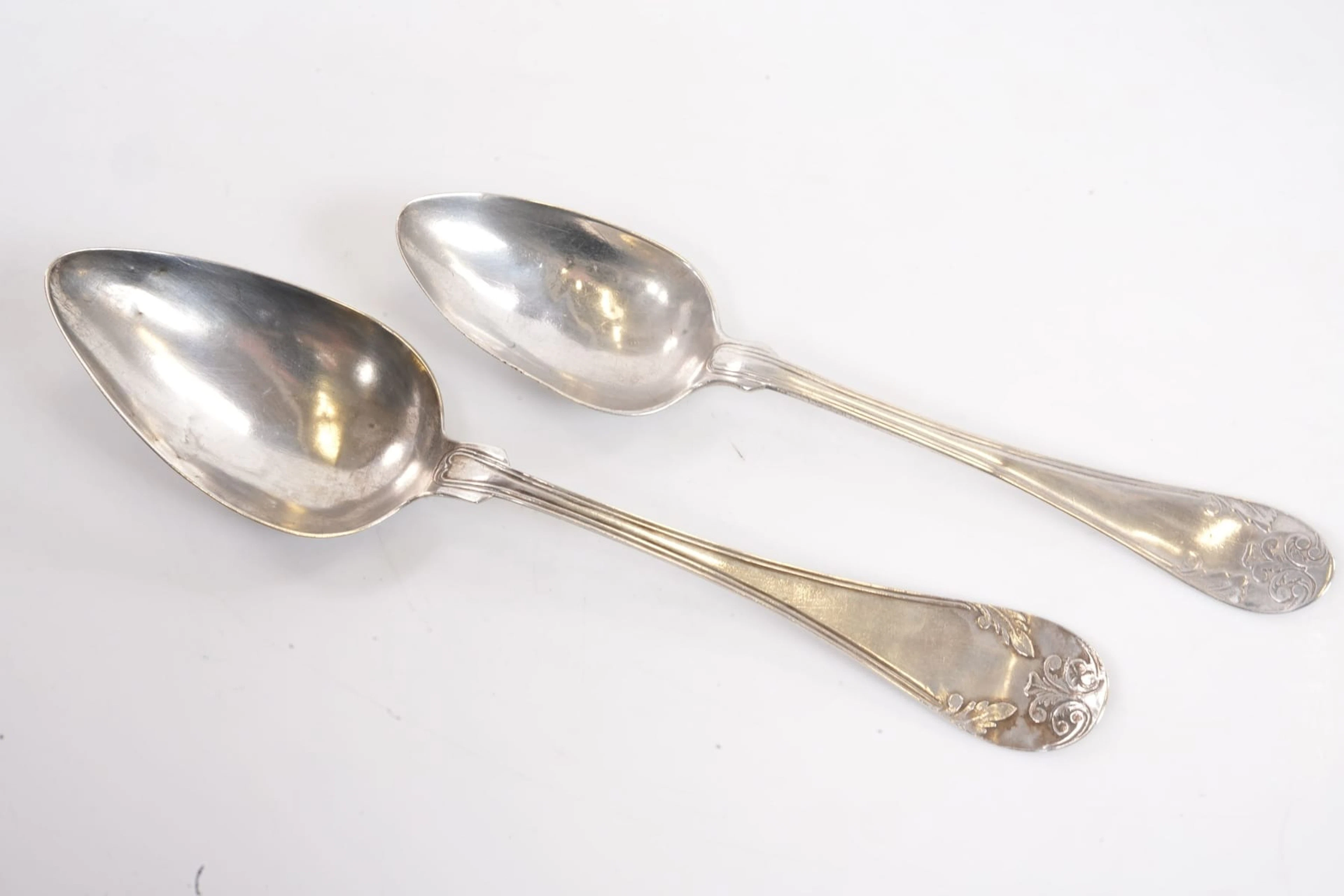 MATSKED, samt, BORDSSKED, silver, "Gammal Fransk", 1849, resp. 1845, ca 65,38 g