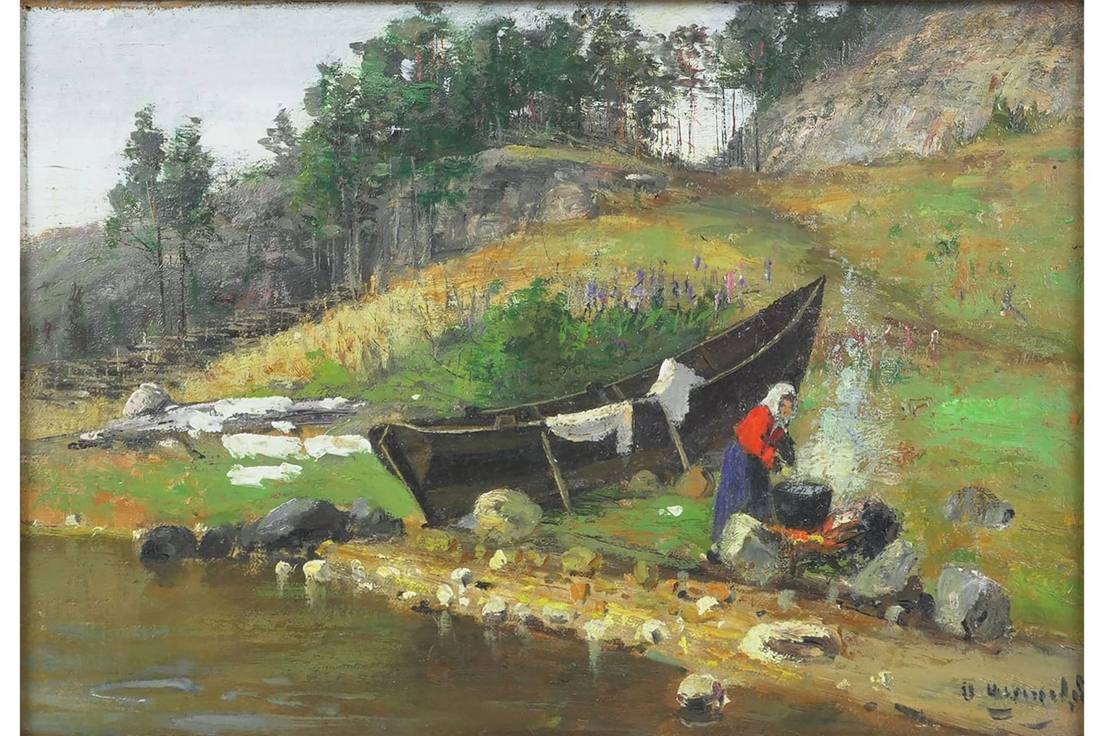 OLOF HERMELIN (1827-1913), olja på pannå