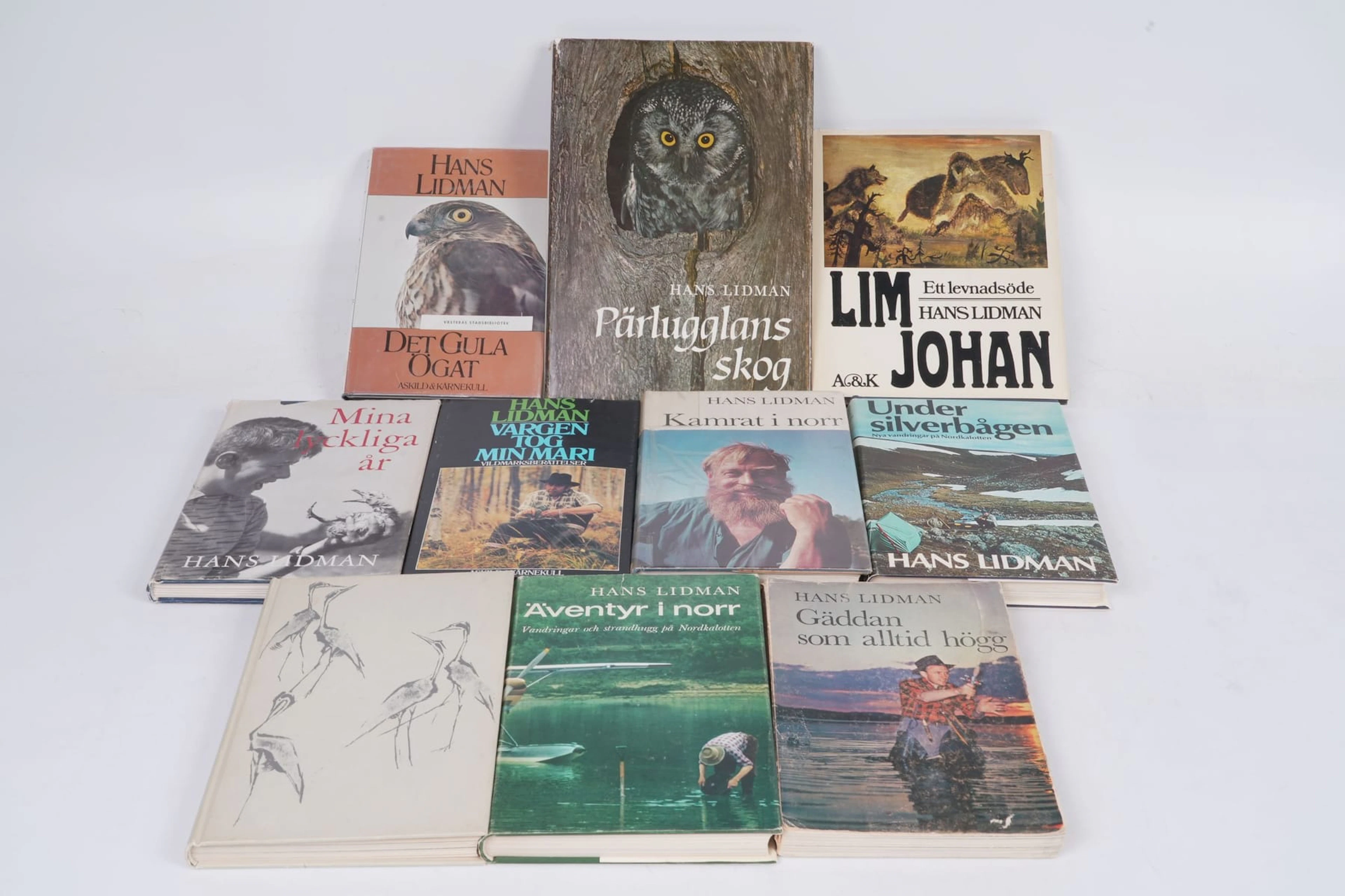 BÖCKER, 10 st, djur och natur, Hans Lidman, bl.a. Pärlugglans skog
