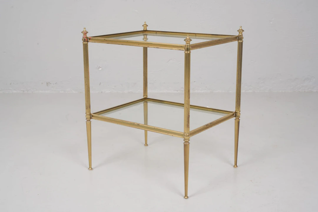 SIDOBORD, mässing / glas, 1900-tal