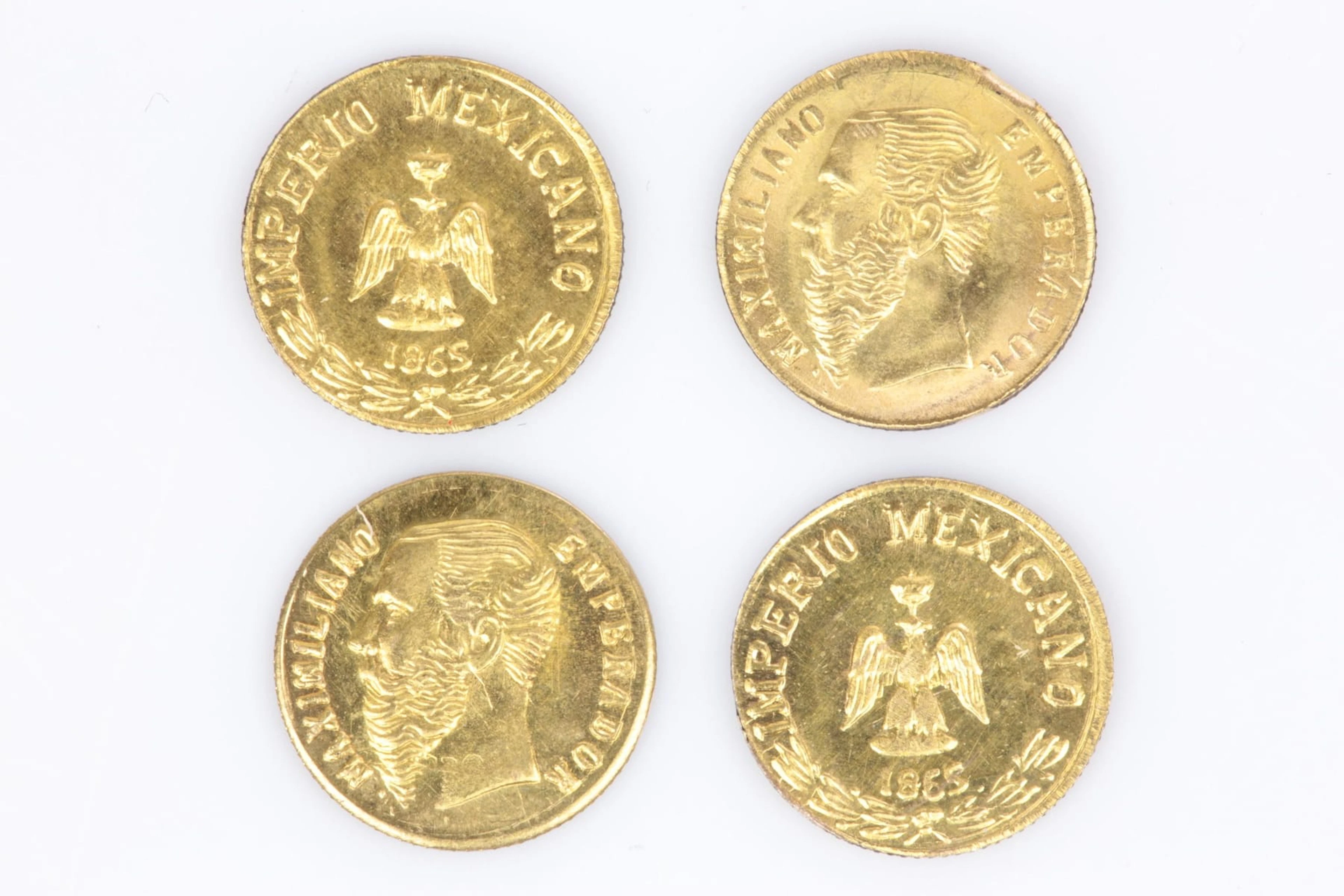 BRÖLLOPSMYNT, 4 st, guld, 8 k, tot ca 1,44 g, Mexiko
