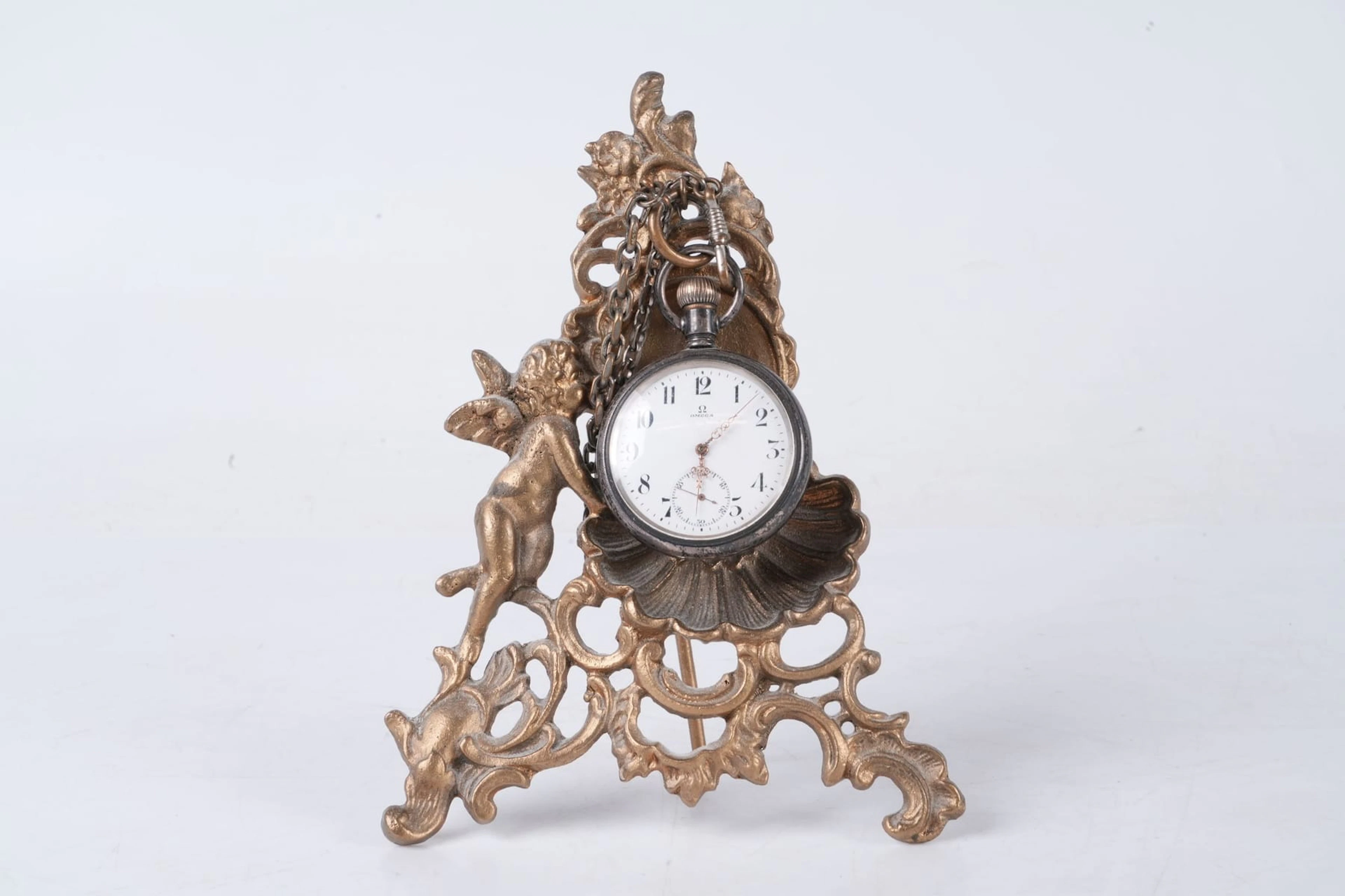 FICKUR, underhaltigt silver, Omega, med KLOCKSTÄLL, mässing