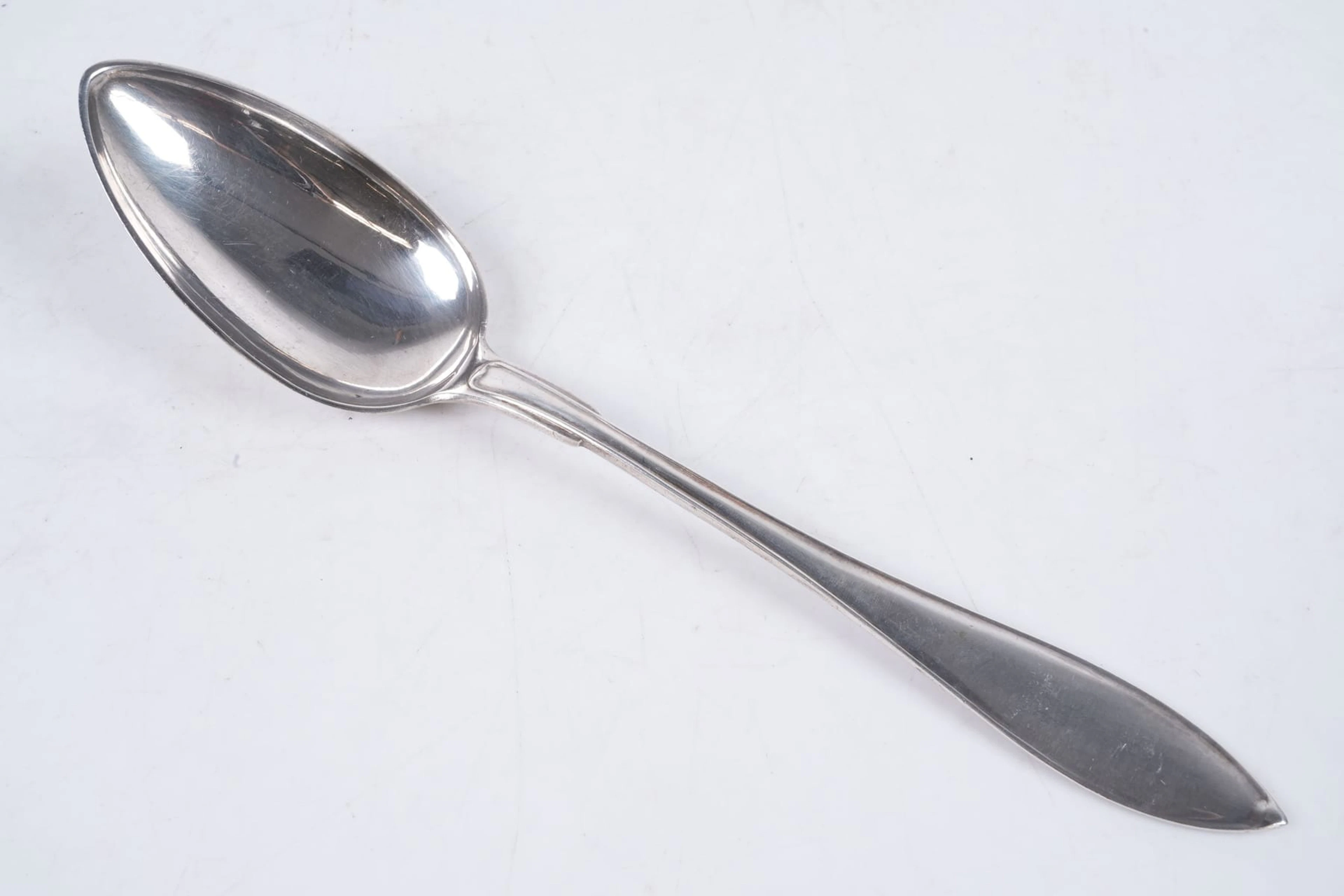 OTTO LARSSON, matsked, silver, "Svensk spetsig", Landskrona, 1920, ca 62,34 g