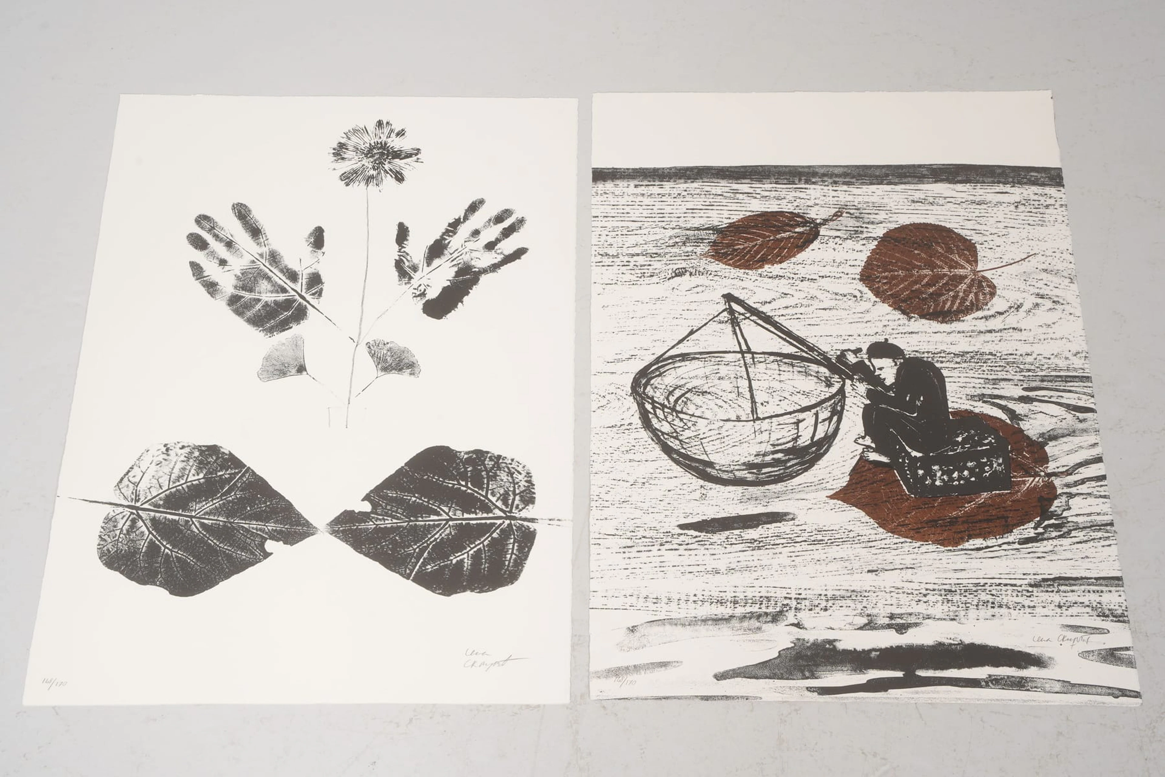 LENA CRONQVIST (1938), färglitografier, 2 st, ur mappen "August Strindberg