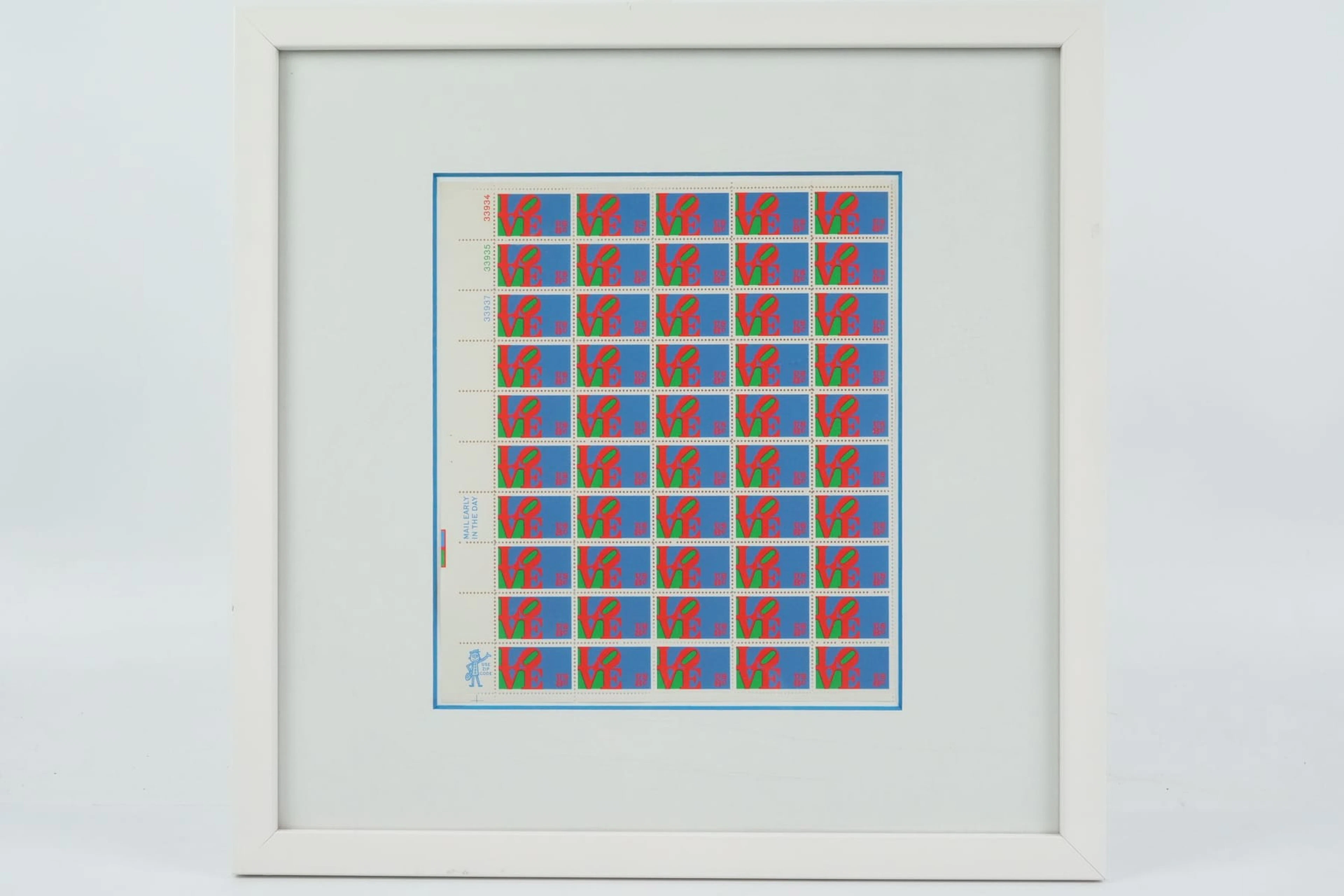 INRAMADE frimärken, med motiv efter Robert Indiana, "Love"