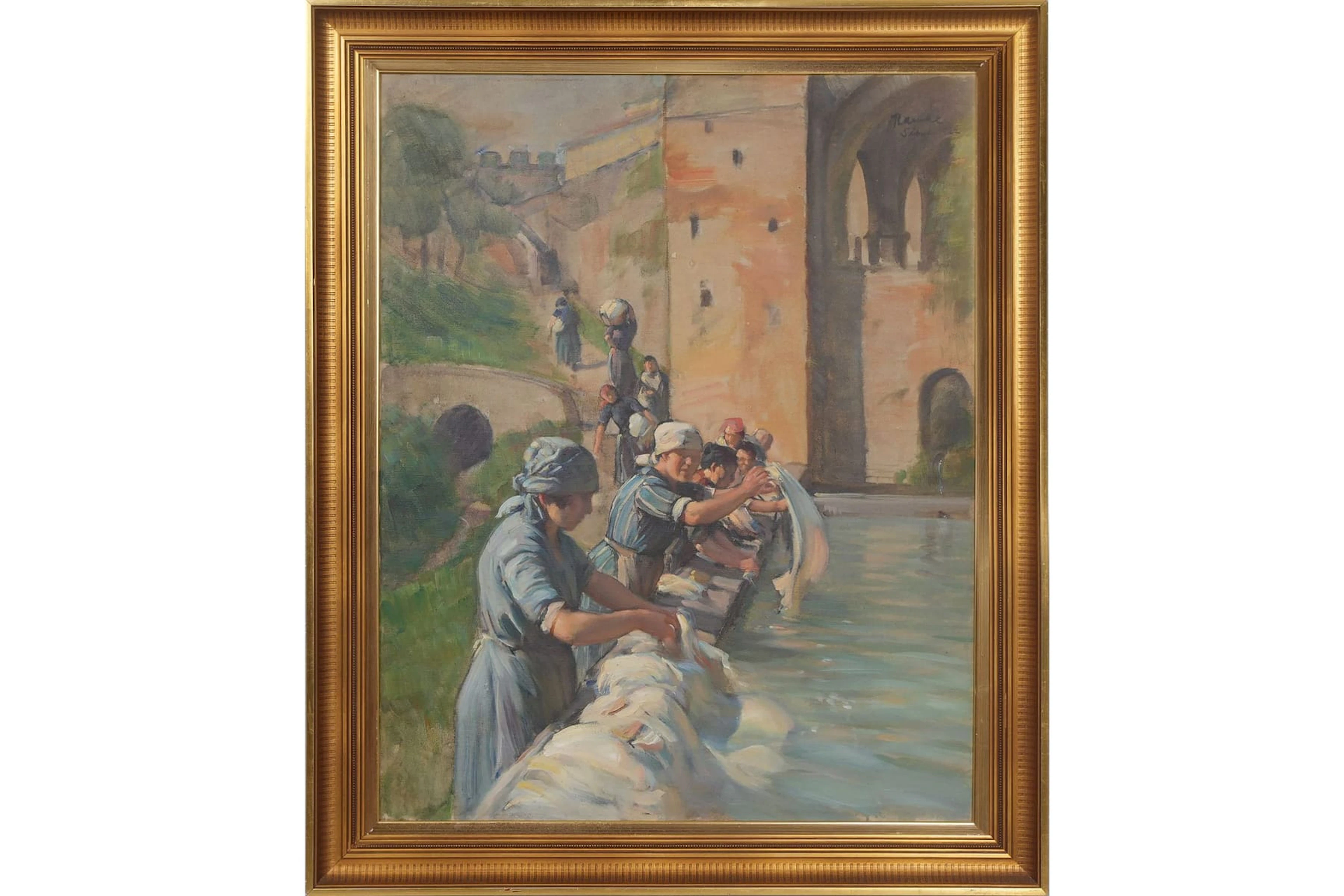IVAR KAMKE (1882-1936), olja på duk, "Tvätterskor Siena"