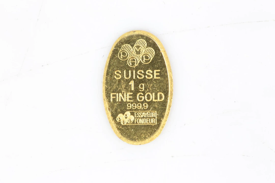 GULDTACKA, ca 0,99 g, 999/1000, "Fortuna", Pamp, Schweiz