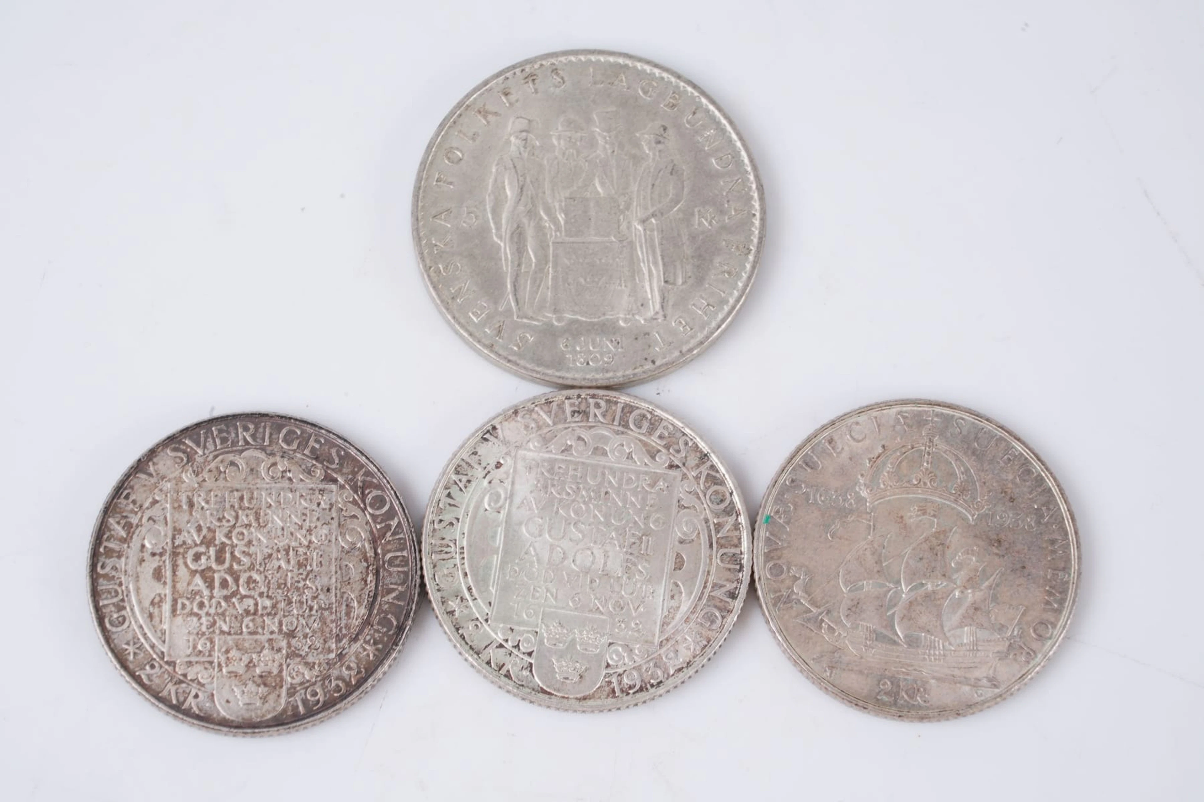 MYNT, 4 st, silver, Sverige, 1932-1959