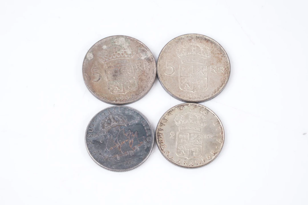 MYNT, 2+2 st, silver, á fem kronor resp. á två kronor, Sverige, 1938-1966