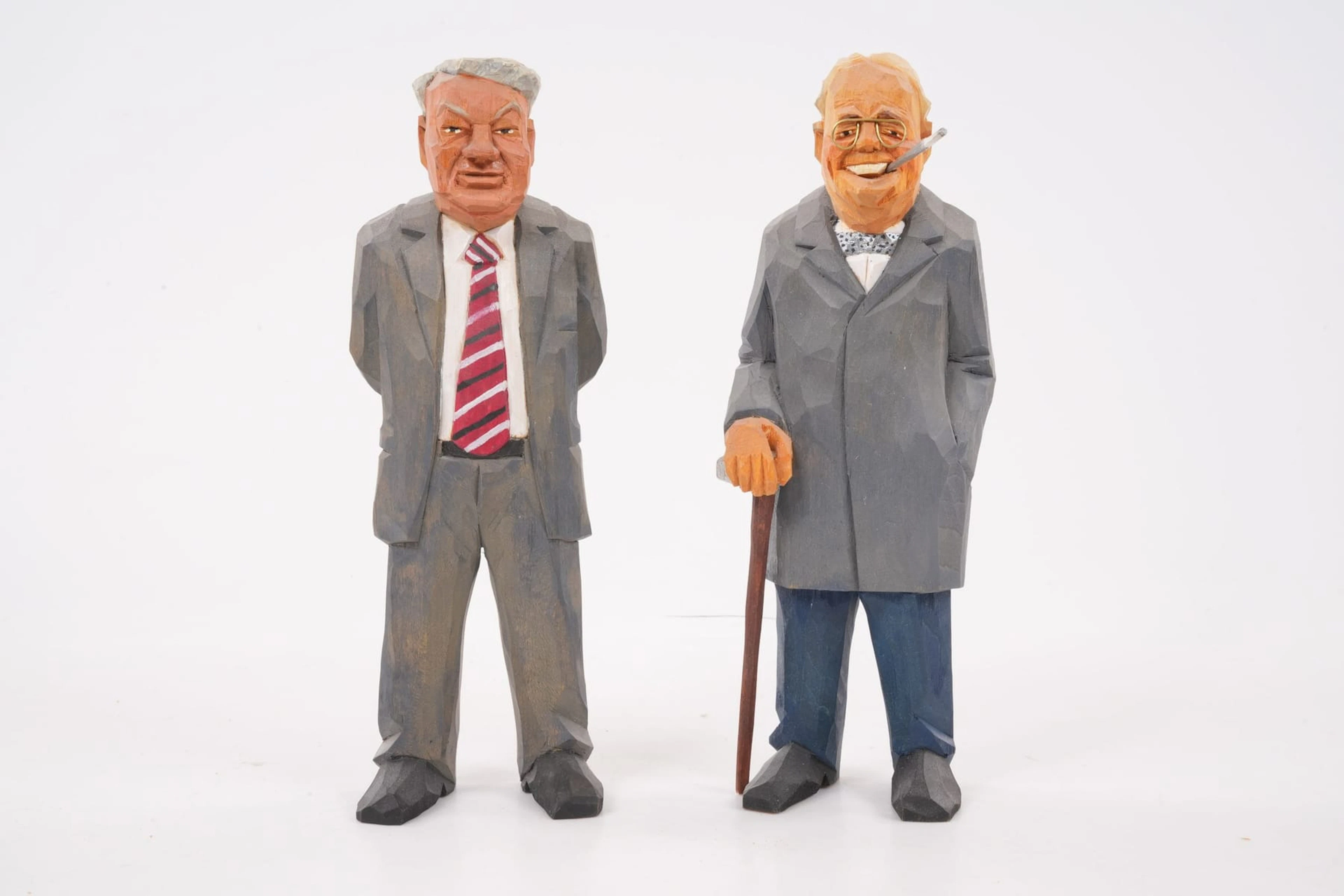 SVEN OCH URBAN GUNNARSSON, figuriner, 2 st, bemålade, skuret trä