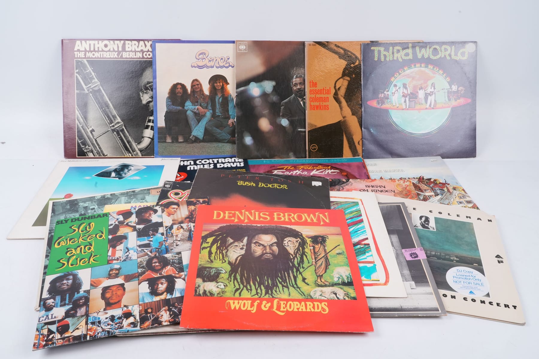 PARTI med LP-SKIVOR, bl.a. John Coltrane, Peter Tosh, Eartha Kitt