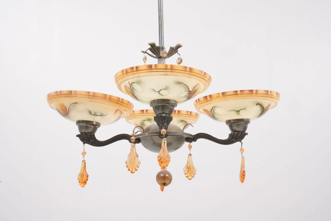 TAKLAMPA med glaskupor, Art Deco, 1900-talets första hälft
