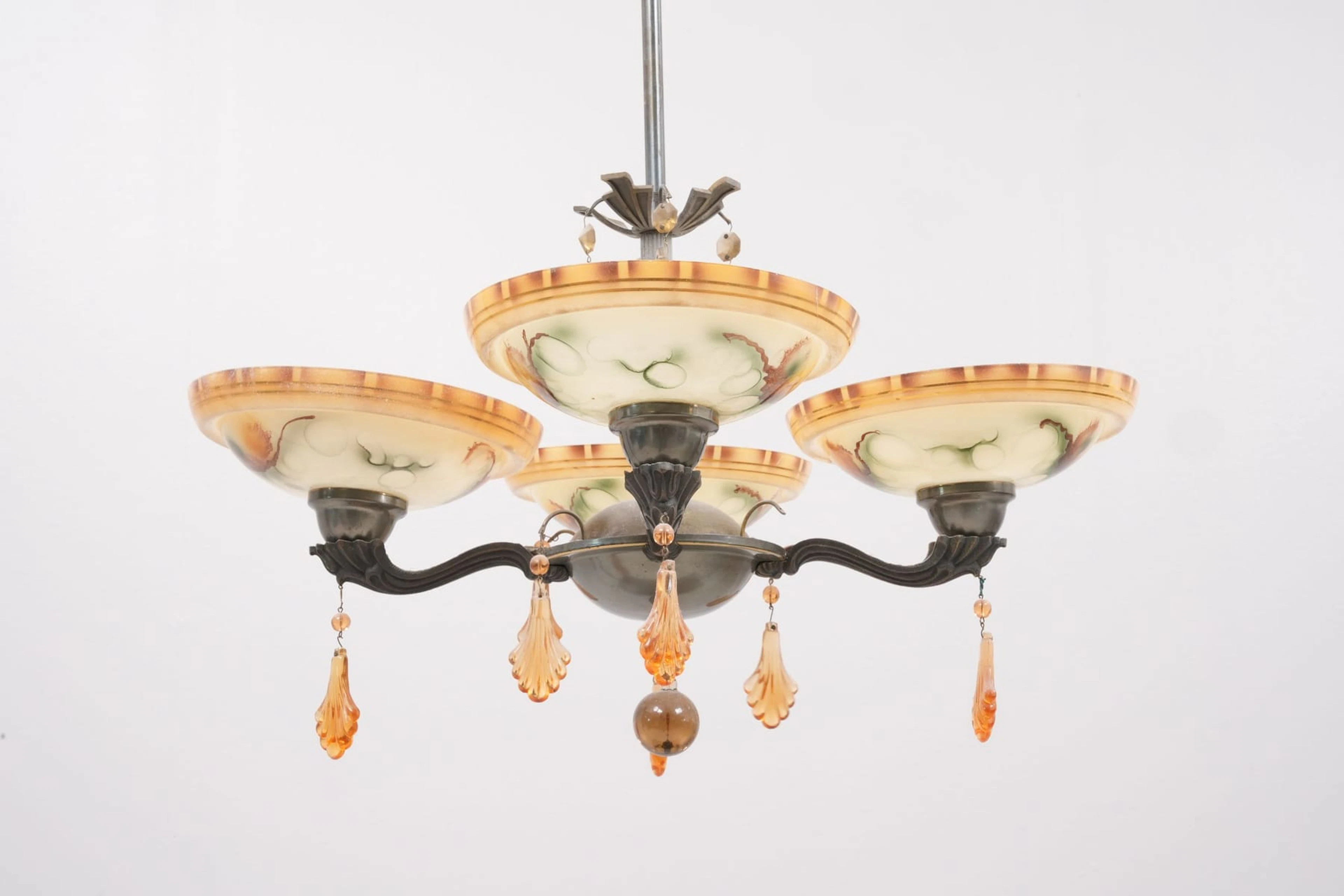 TAKLAMPA med glaskupor, Art Deco, 1900-talets första hälft