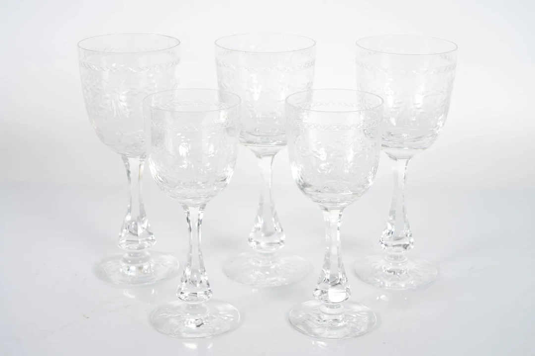 FRITZ KALLENBERG (1902-1981), glasservisdelar, 3+2 delar, "Mac Guirlang", Kosta