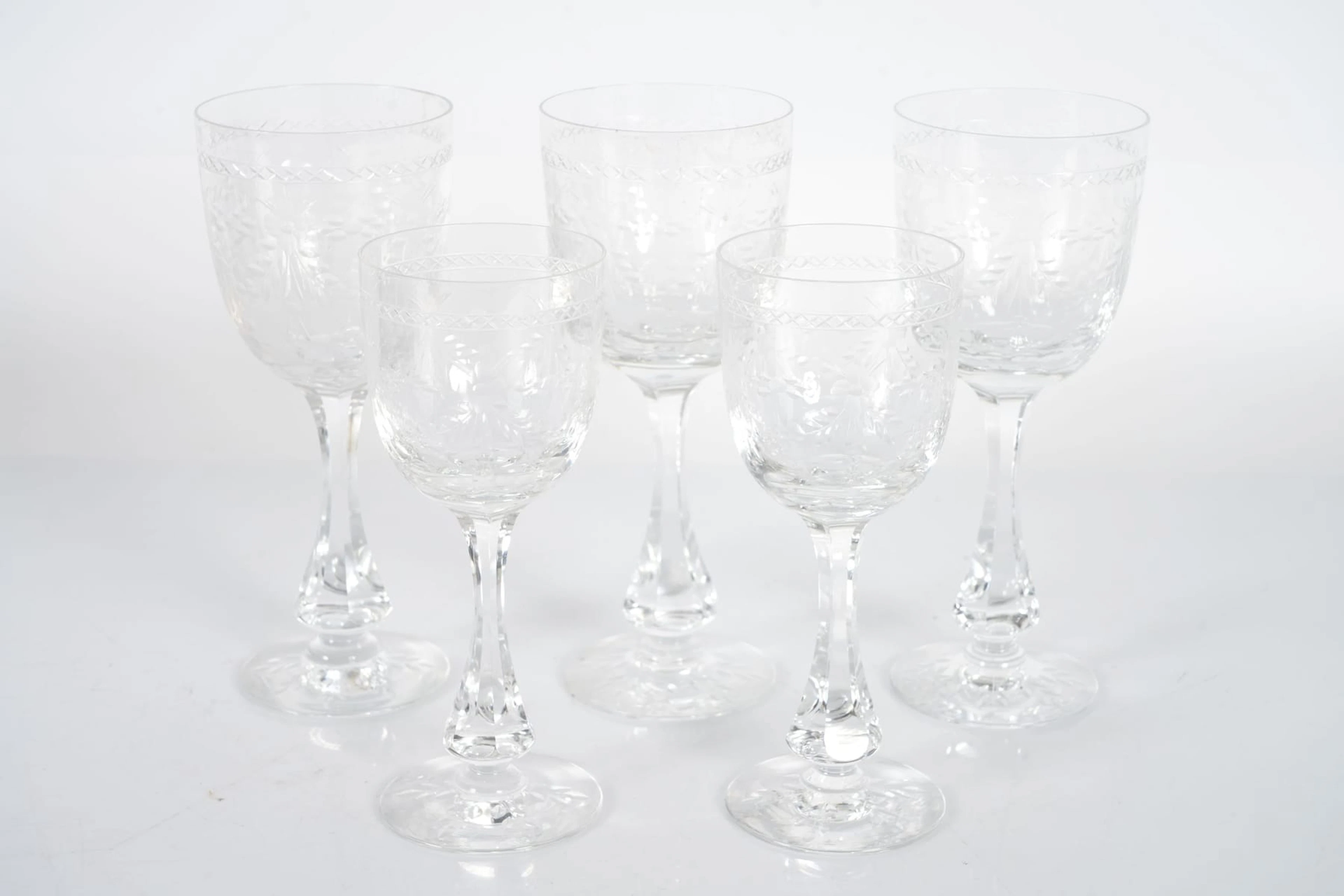 FRITZ KALLENBERG (1902-1981), glasservisdelar, 3+2 delar, "Mac Guirlang", Kosta