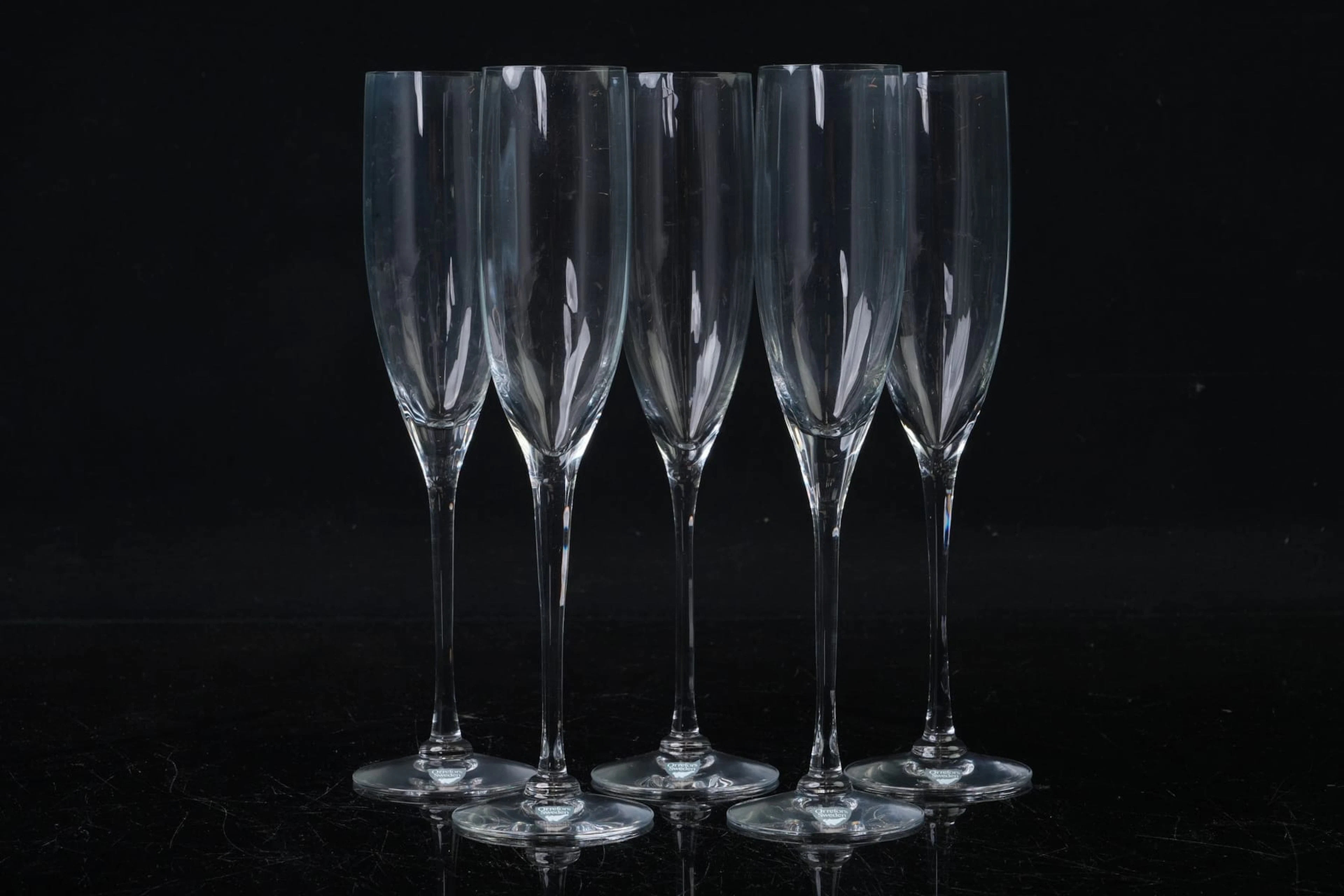 GUNNAR CYRÉN (1931-2013), champagneglas, 5 st, "Optica", Orrefors