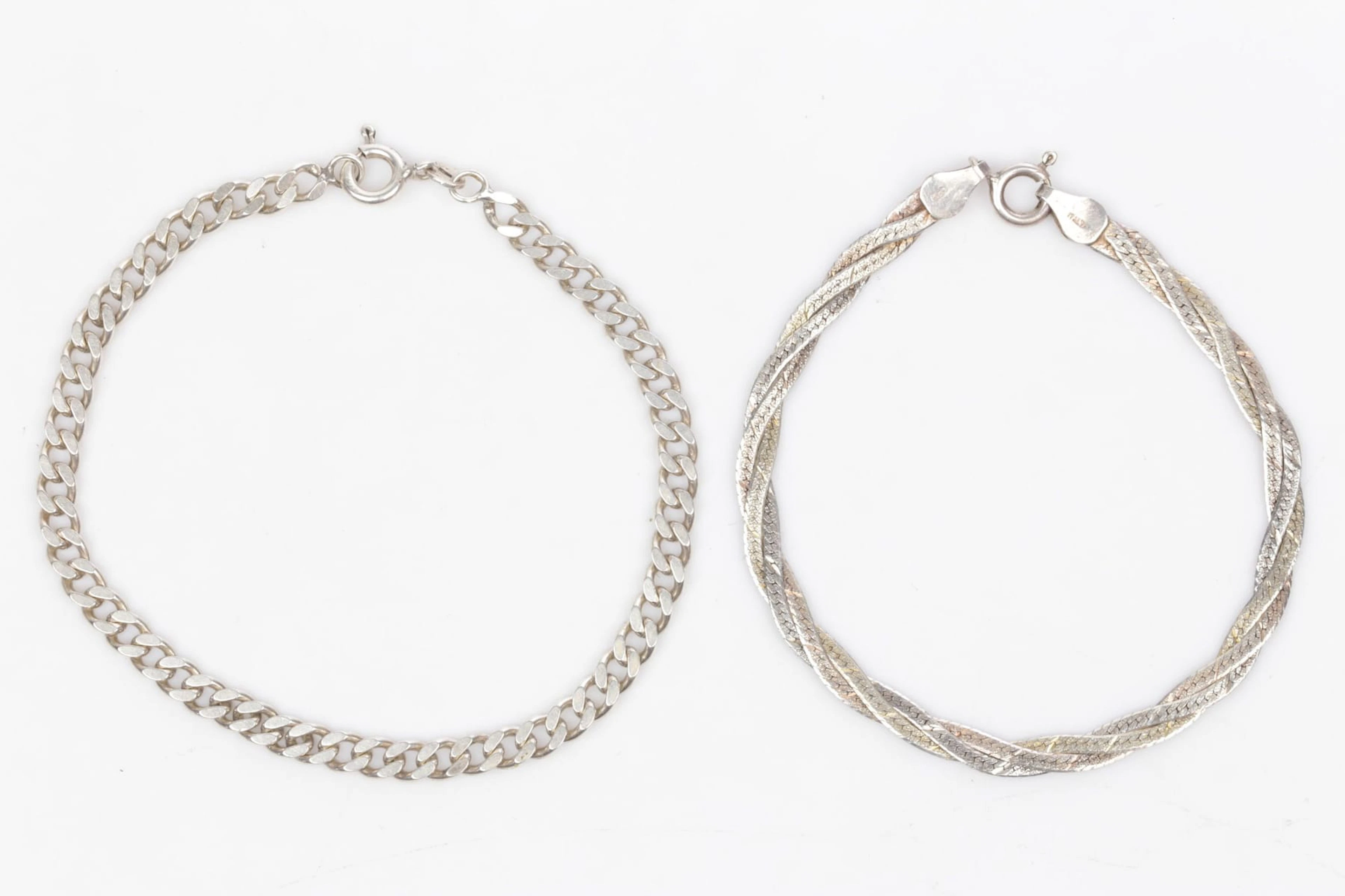 ARMBAND, 2 st, silver, pansar, resp. flätad länk