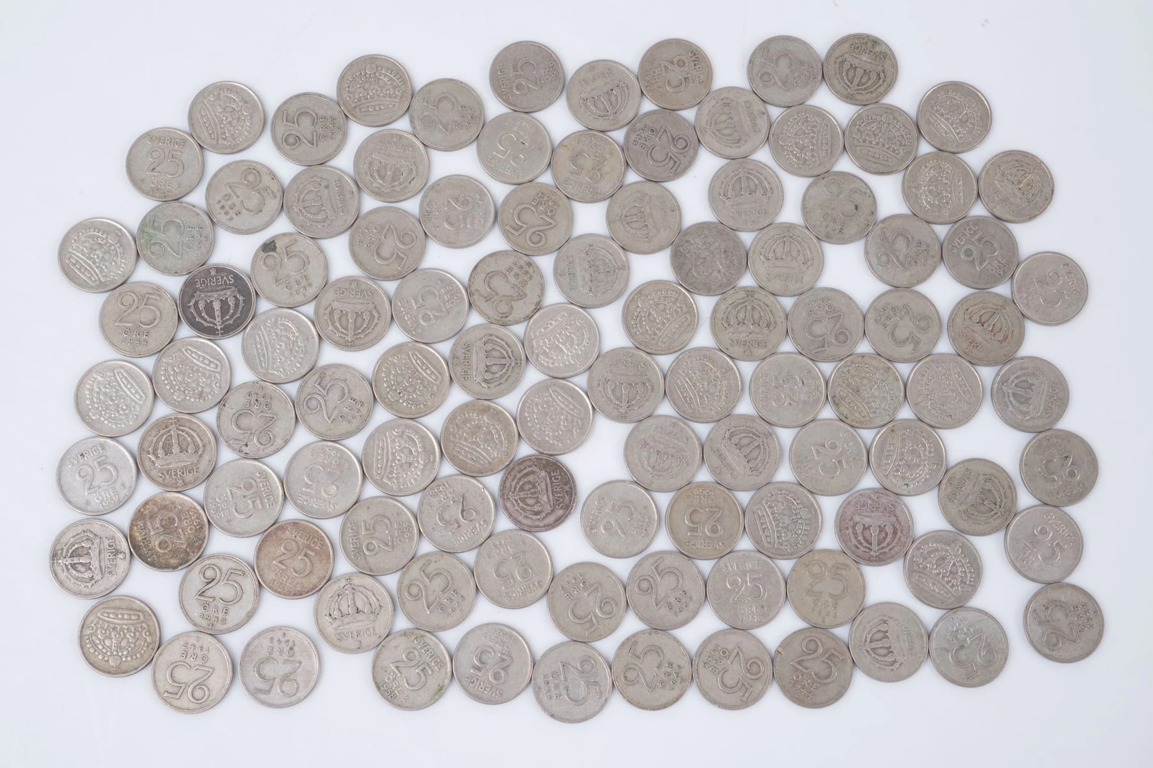 MYNT, 106 st, silver 400/1000, tjugofem öre, Sverige, 1943-1959