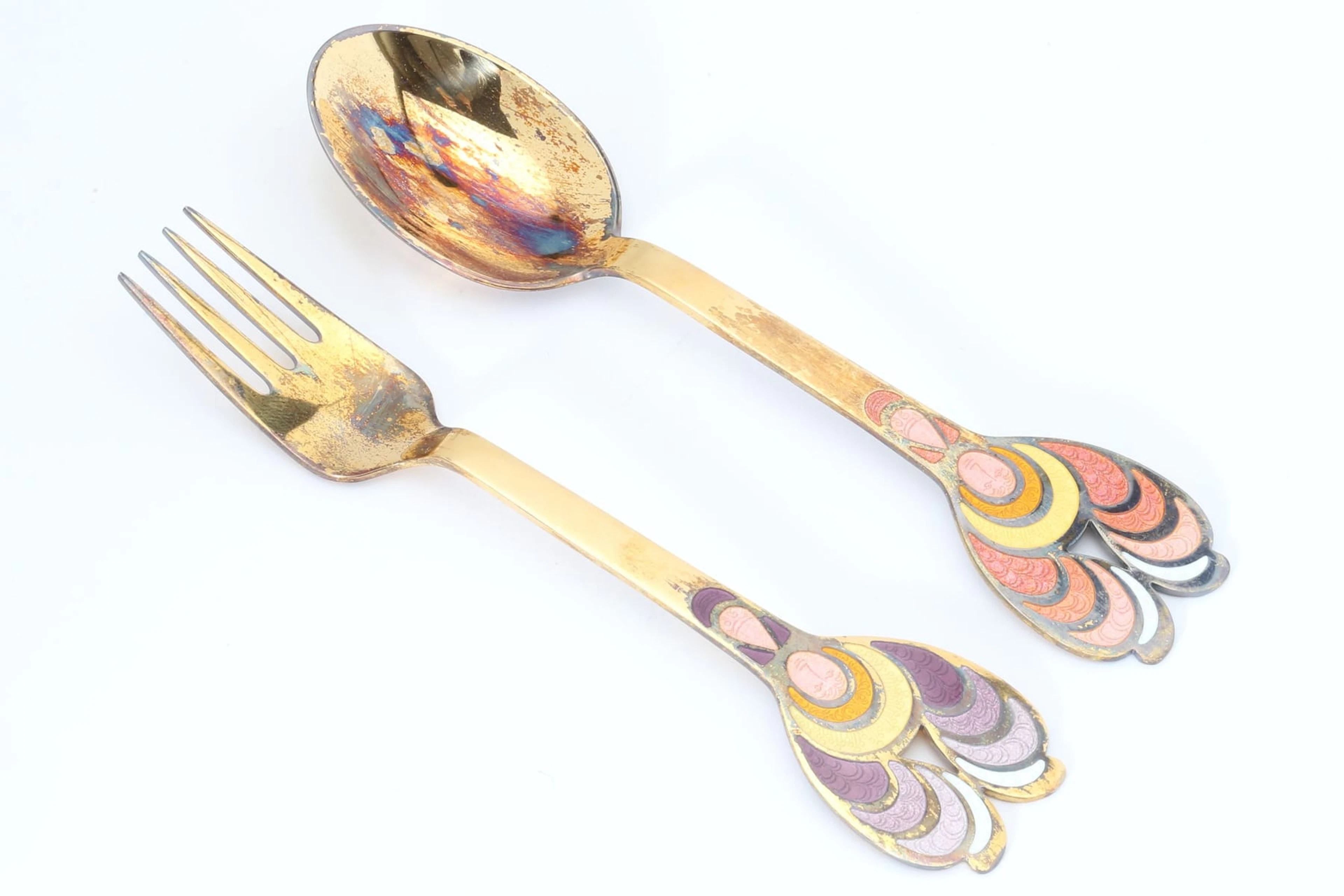 BJÖRN WIINBLAD, årssked samt årsgaffel, sterlingsilver, Julen 1972