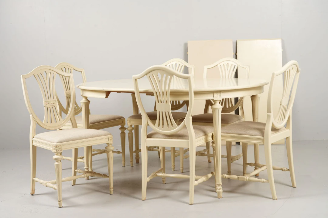 MATBORD, med STOLAR, 6 st, gustaviansk stil, 1900-tal