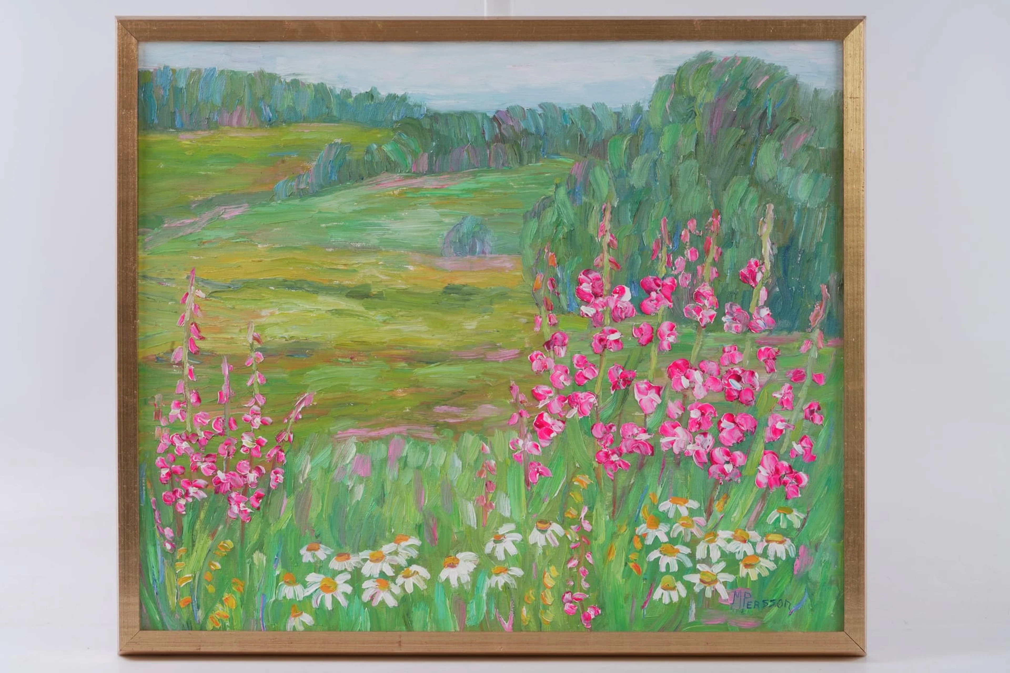 MARGIT PERSSON (1917-2015), olja på duk, "Sommar i Hälsingland"
