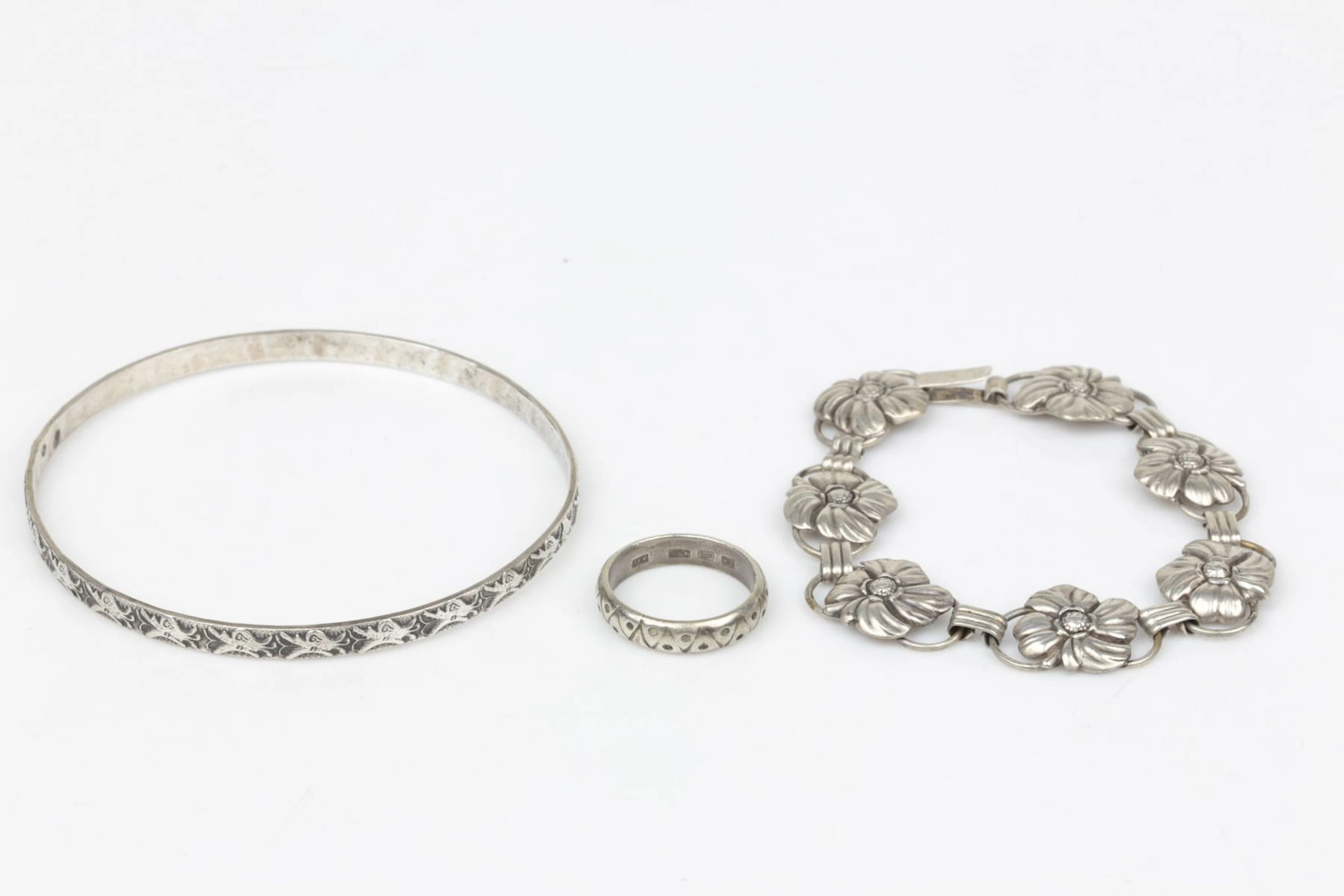 ARMRING, ring, samt armband, silver