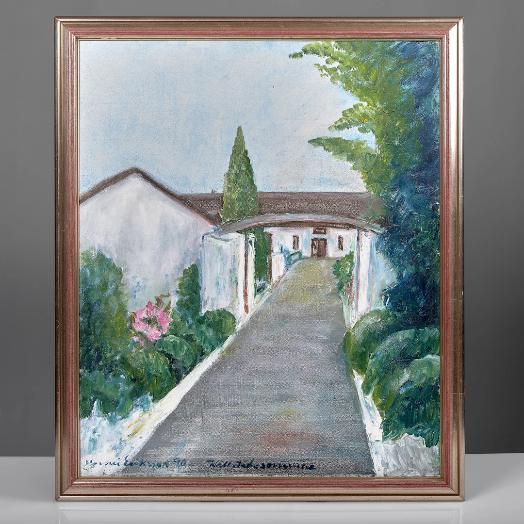 NAEMI ERIKSSON. (1920-2001). Olja på duk. Källstäde, Gotland.