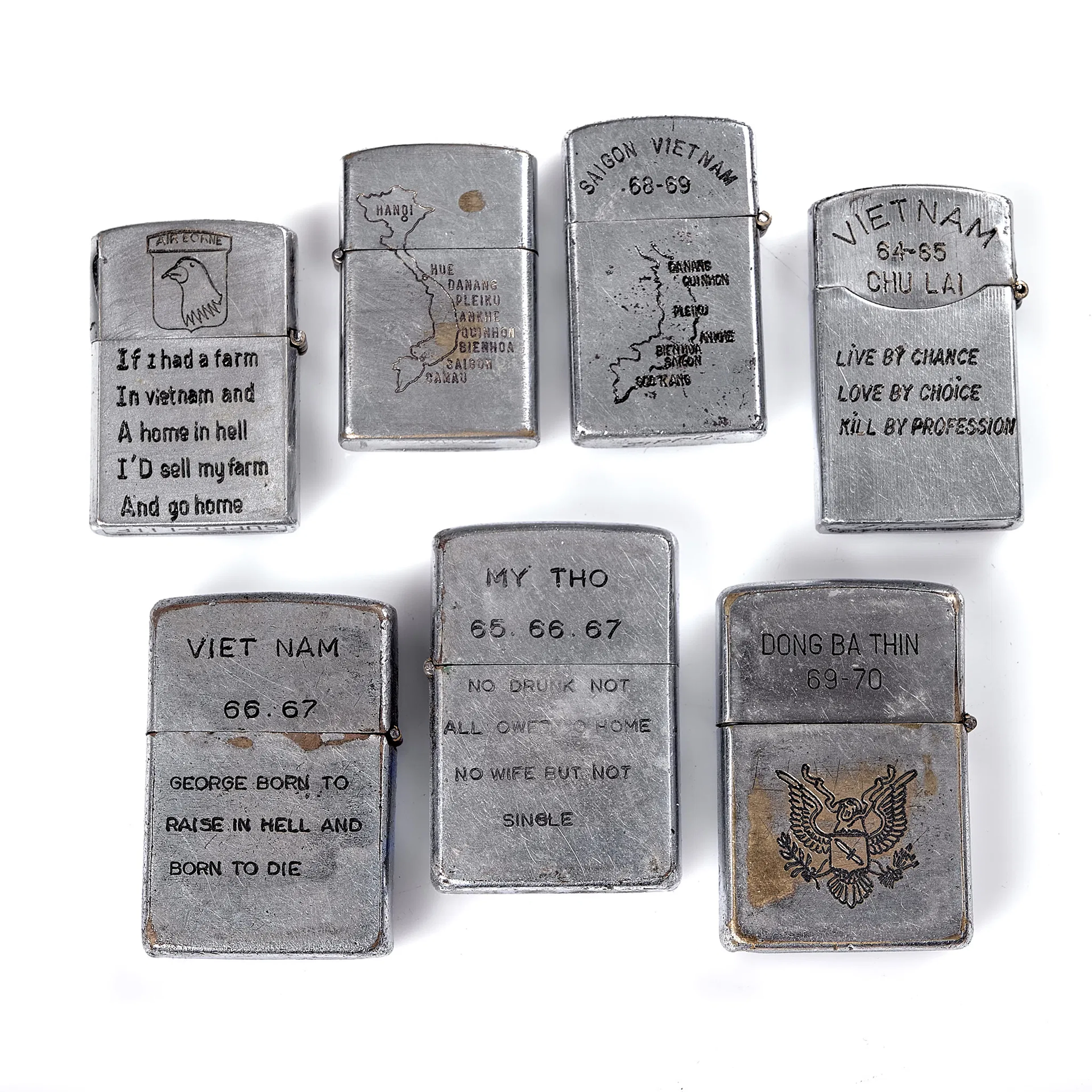 PARTI TÄNDARE. 4 Zippo, 1 Zenith, 1 Super-Lite och Konwal. Vitenam.