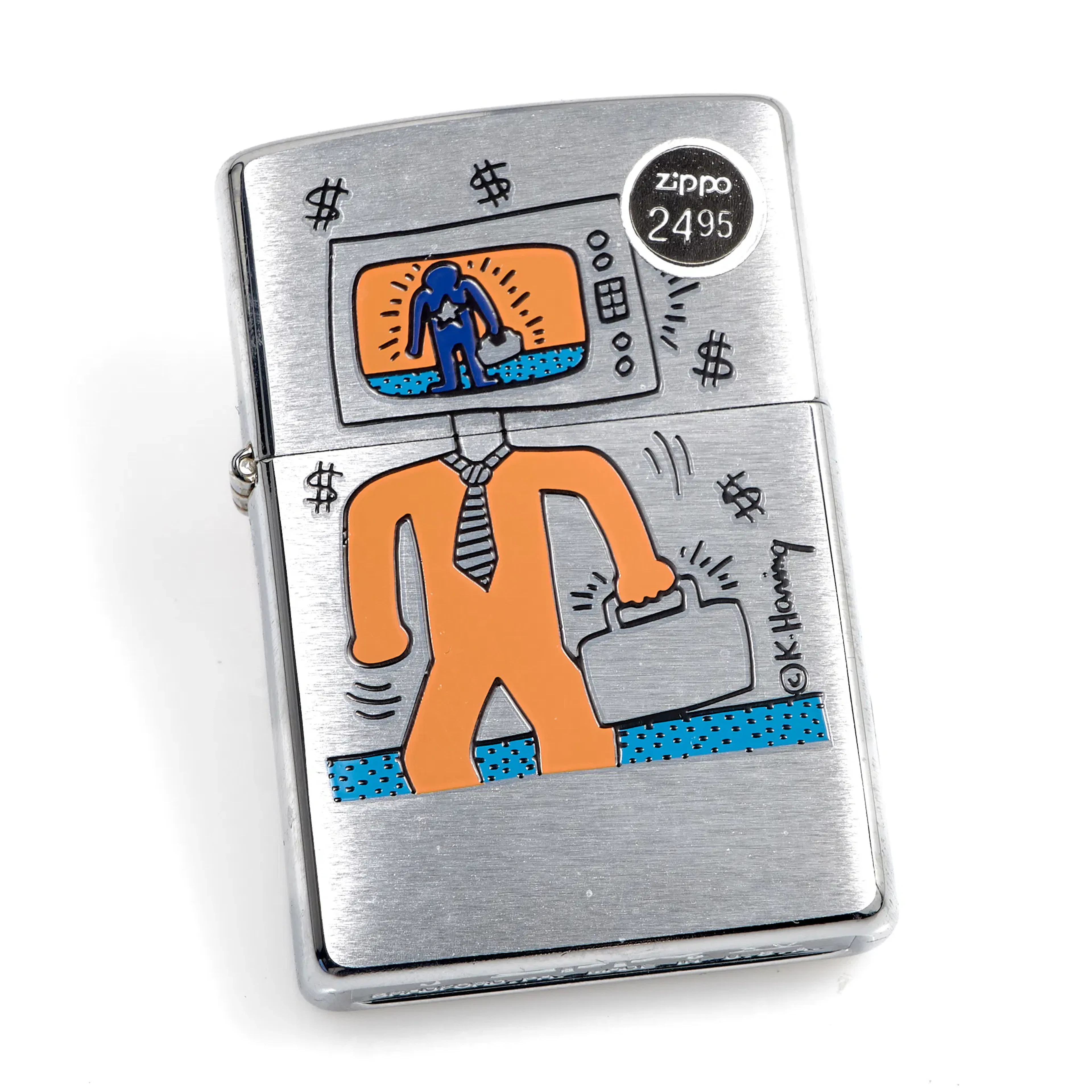 TÄNDARE ZIPPO. Keith Haring. TV Man. Pop Collection. 1999.