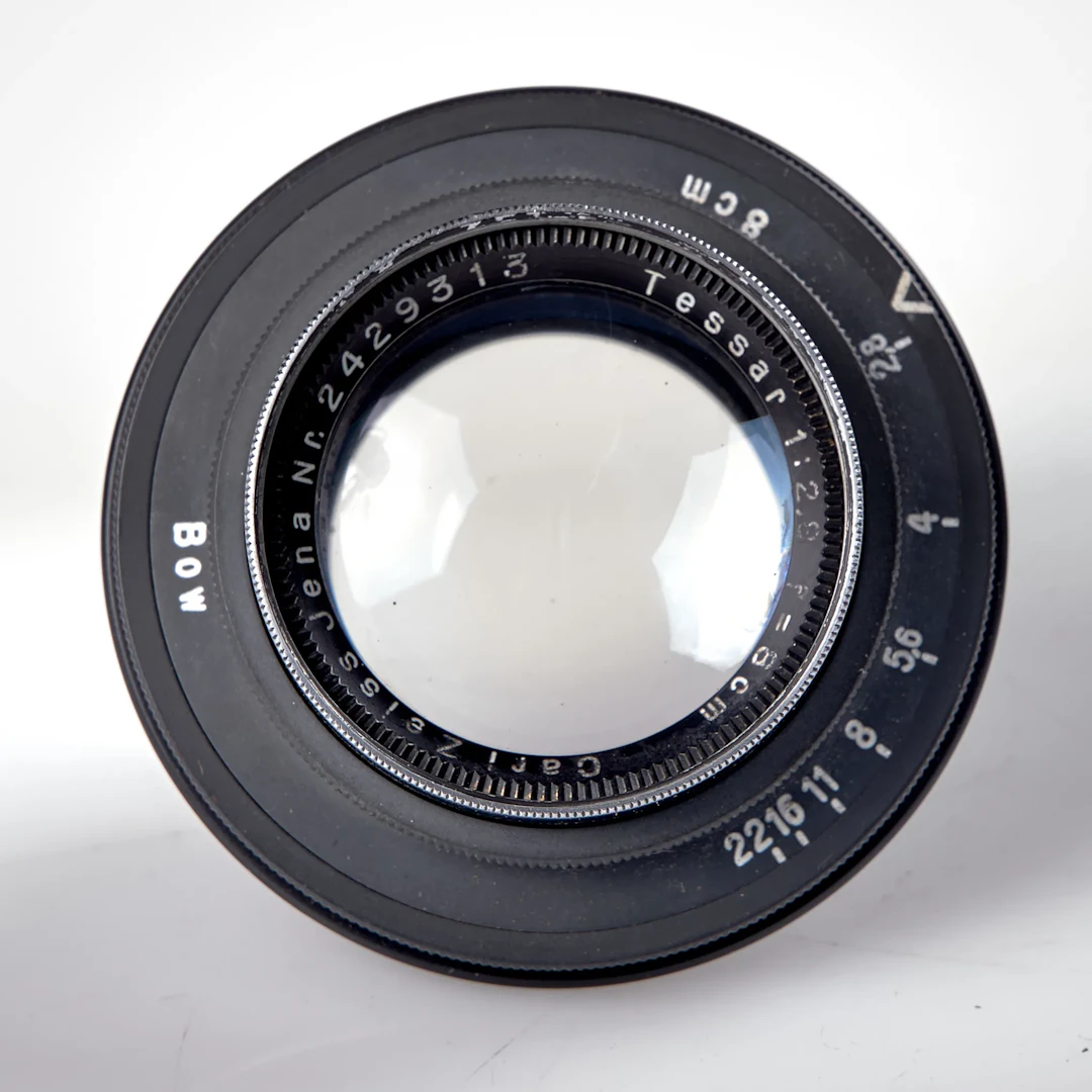 OBJEKTIV. Carl Zeiss Jena Tessar 1:2,8 f=8 cm 2429313. 1938-39.