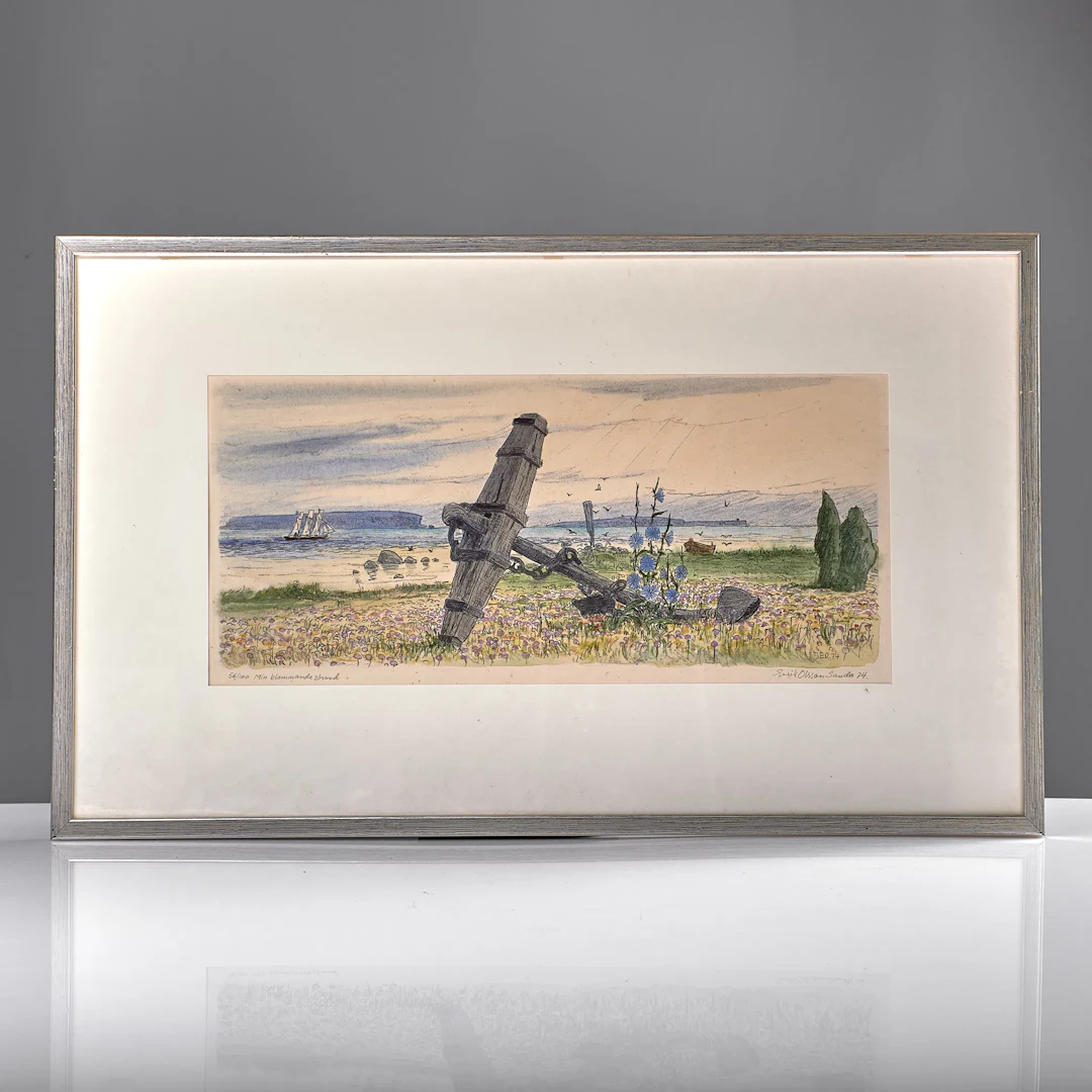 ERIK OLSSON. (1919-2006). Färgetsning. Min blommande strand.