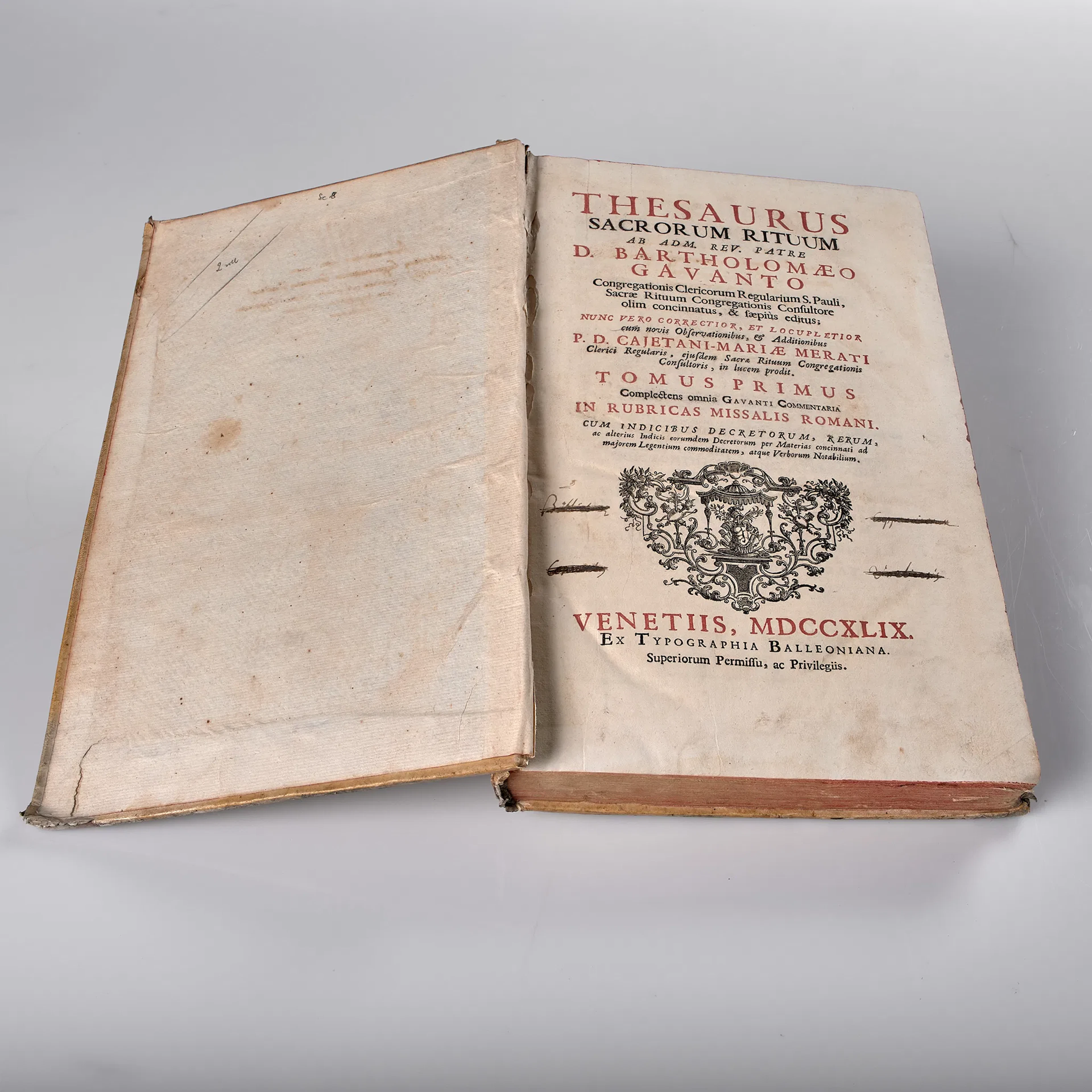 BARTOLOMEO GAVANTO. Thesaurus Sacrorum Rituum. Volym 1. 1749.