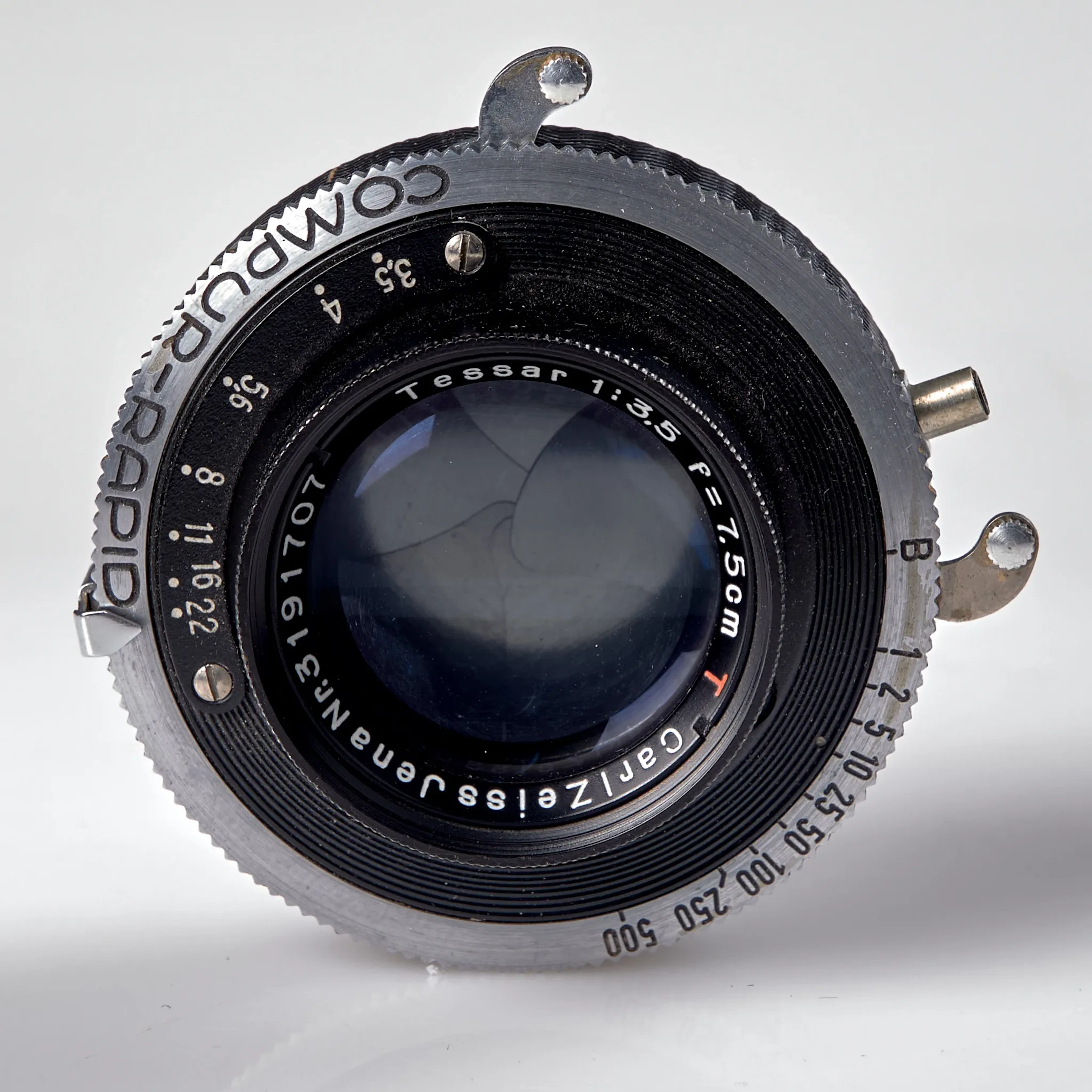 OBJEKTIV. Carl Zeiss Jena Nr 3191707 Tessar 1:3,5 f=7,5 cm T. 1948.