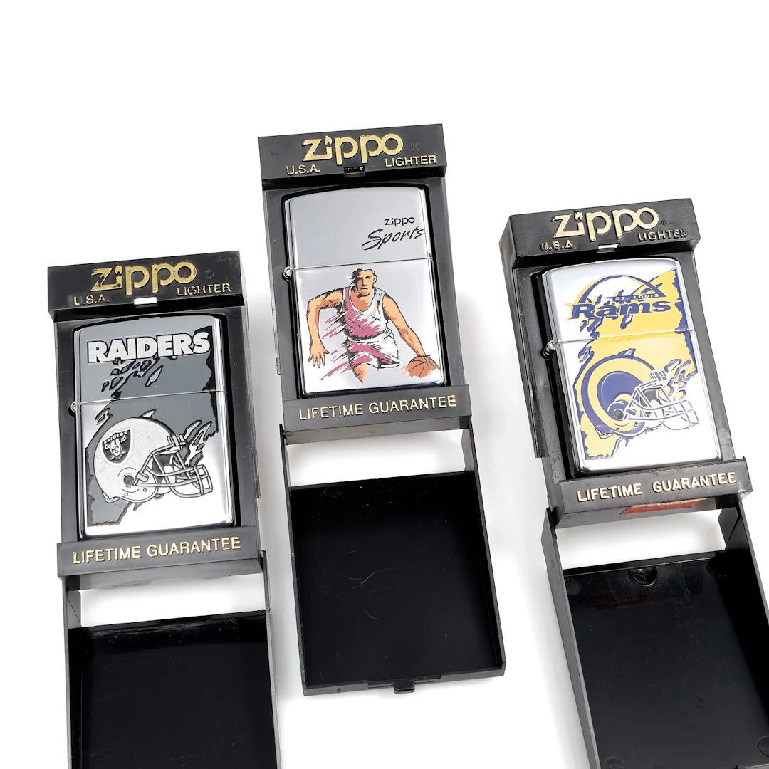 TÄNDARE ZIPPO. 3 stycken. Sports Series. NFL Oakland, Basketball och
