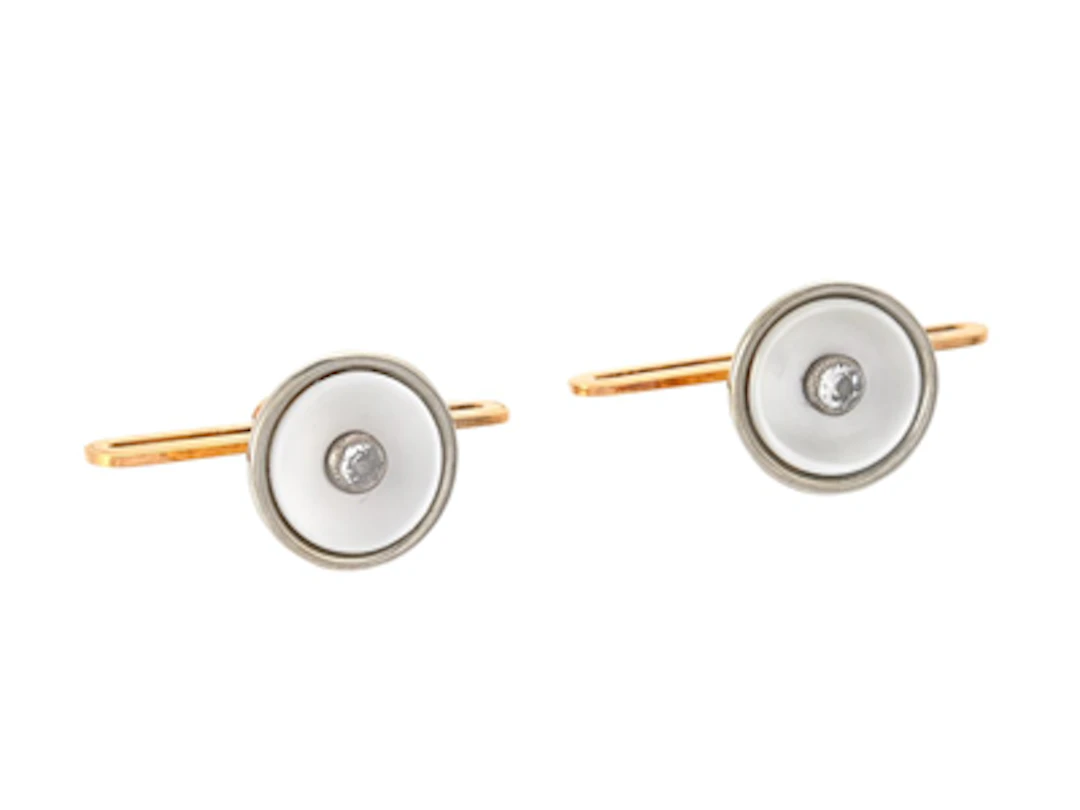 2 SKJORTKNAPPAR, 18K guld/vitguld