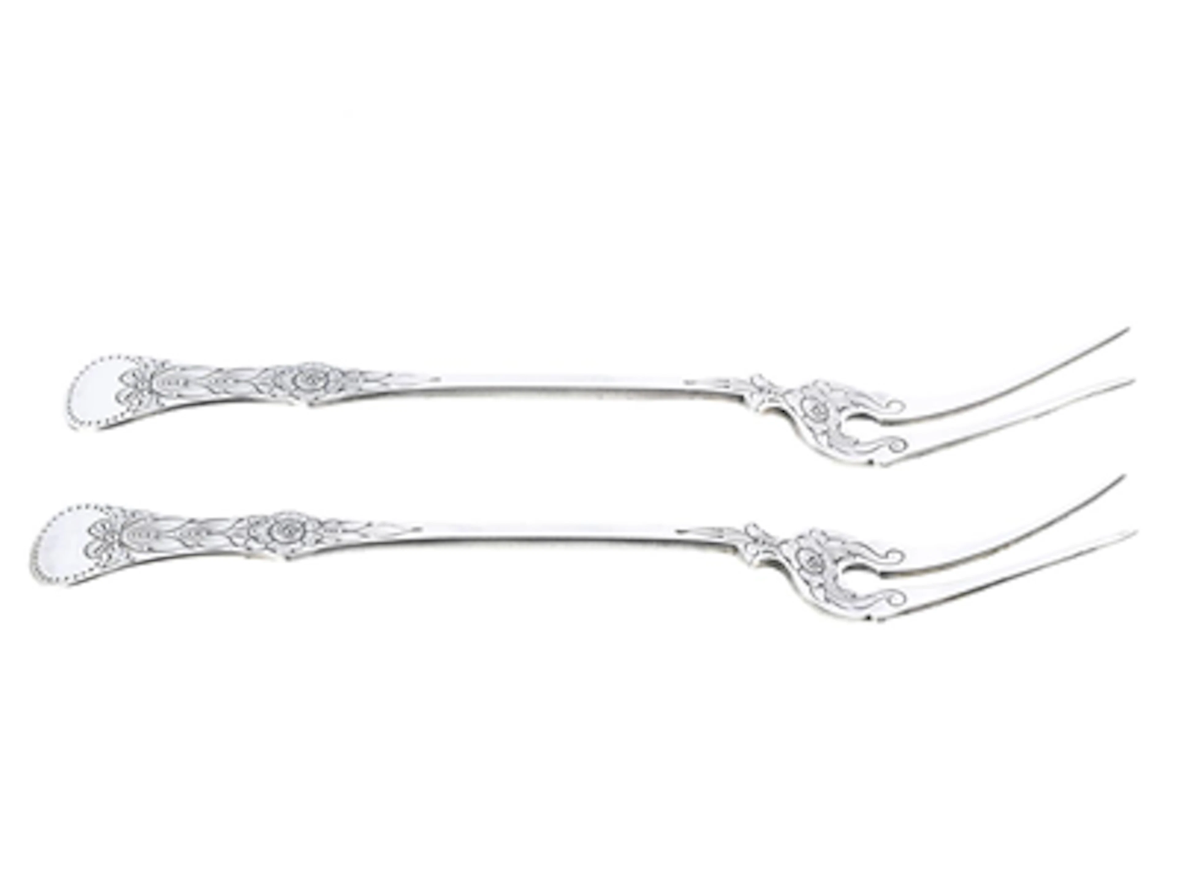 2 UPPLÄGGNINGSGAFFLAR, silver