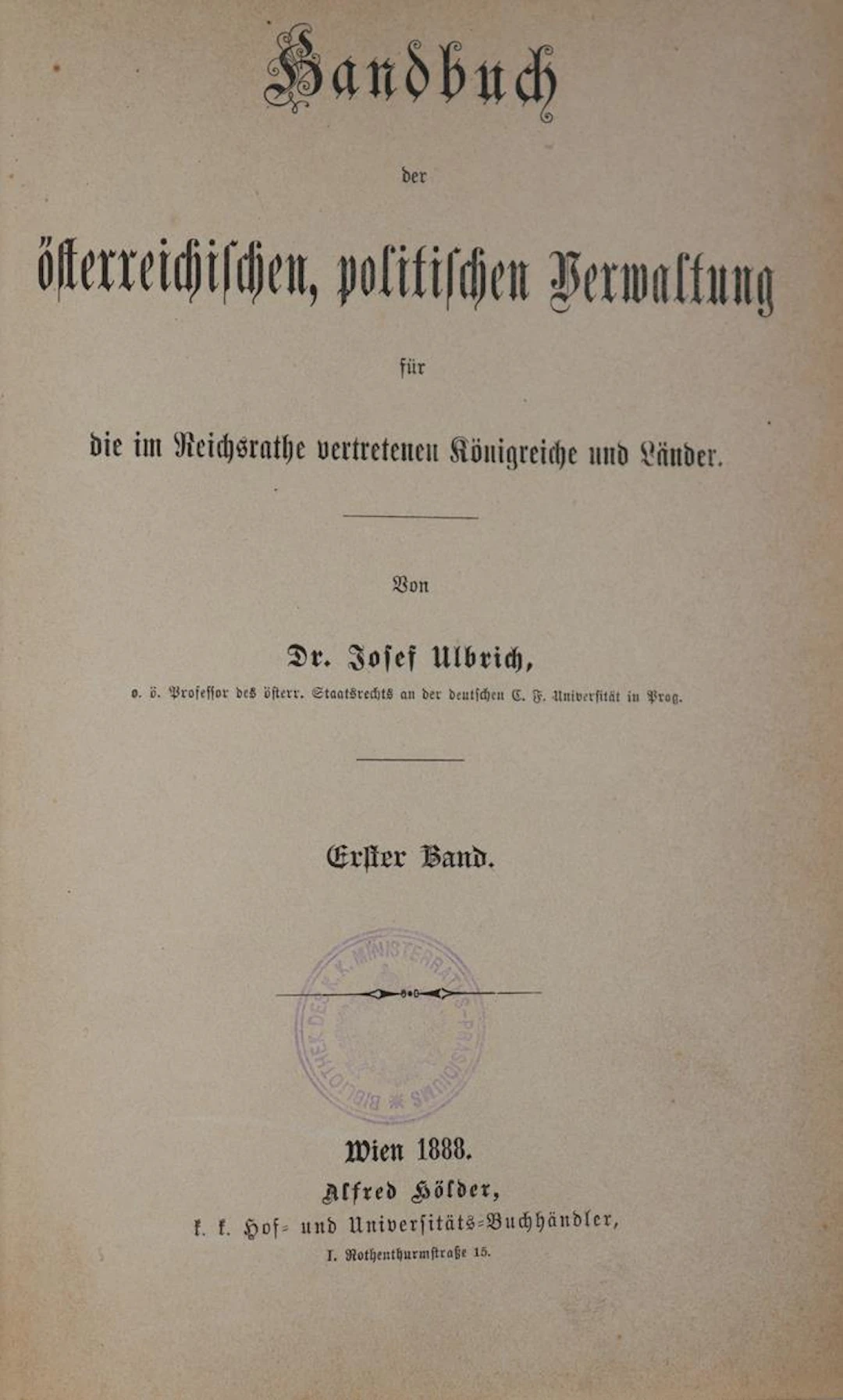 Ulbrich,J. Handbuch der österreichischen