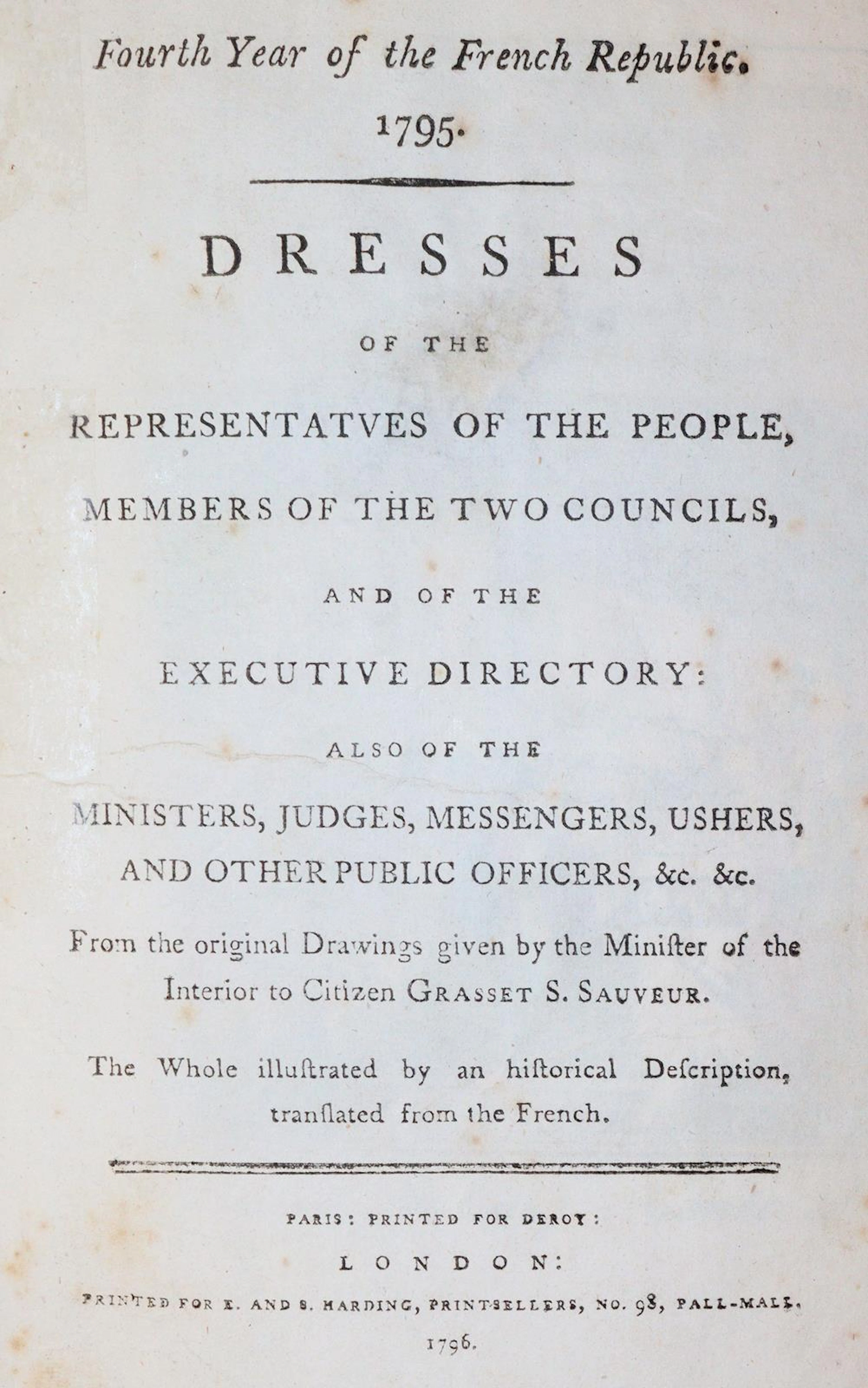 Fourth Year of the French Republic 1795. Dresses of the representatives
