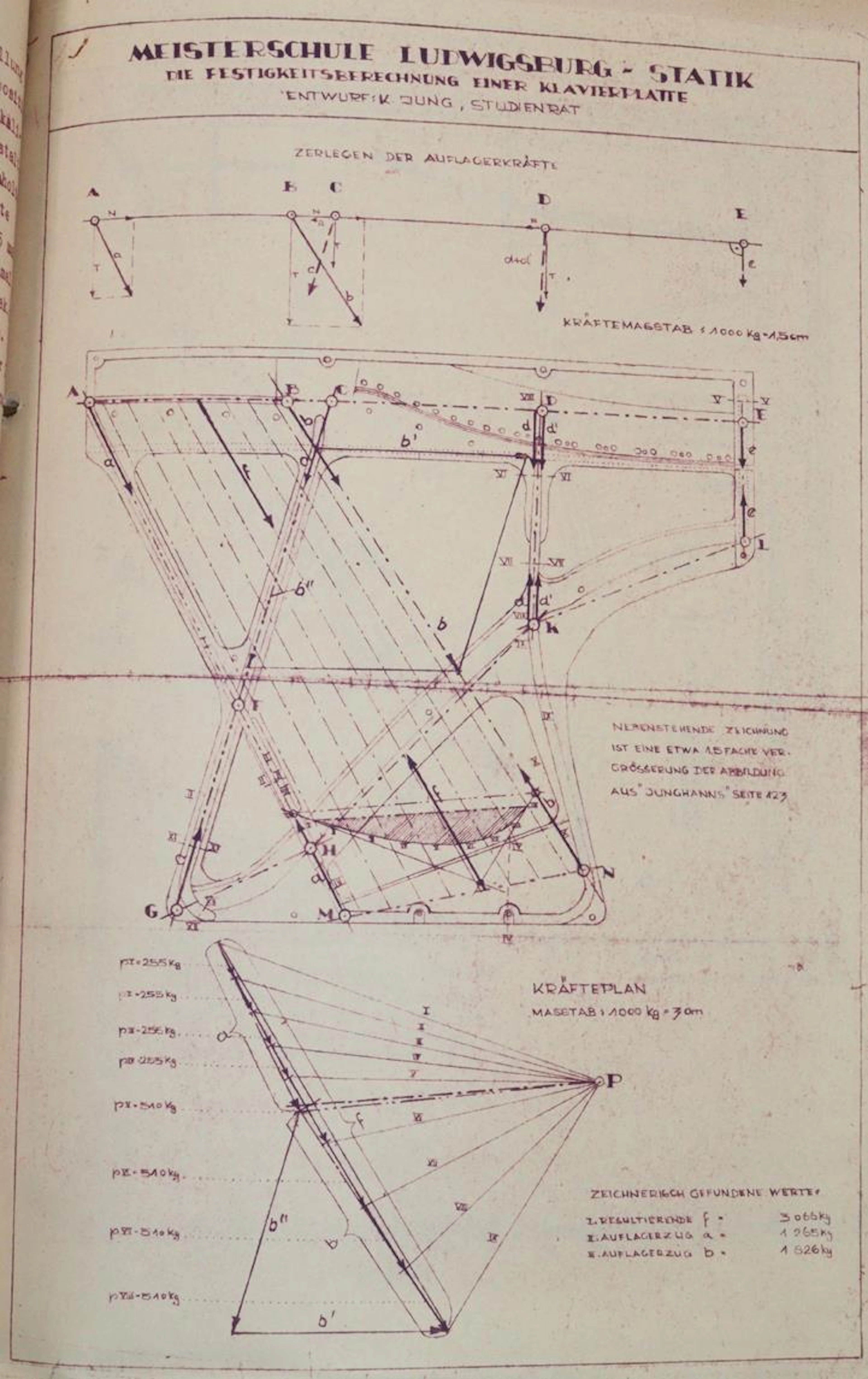 Jung,K. Dehnbuch Klavierbau (Deckeltitel). Typoskript