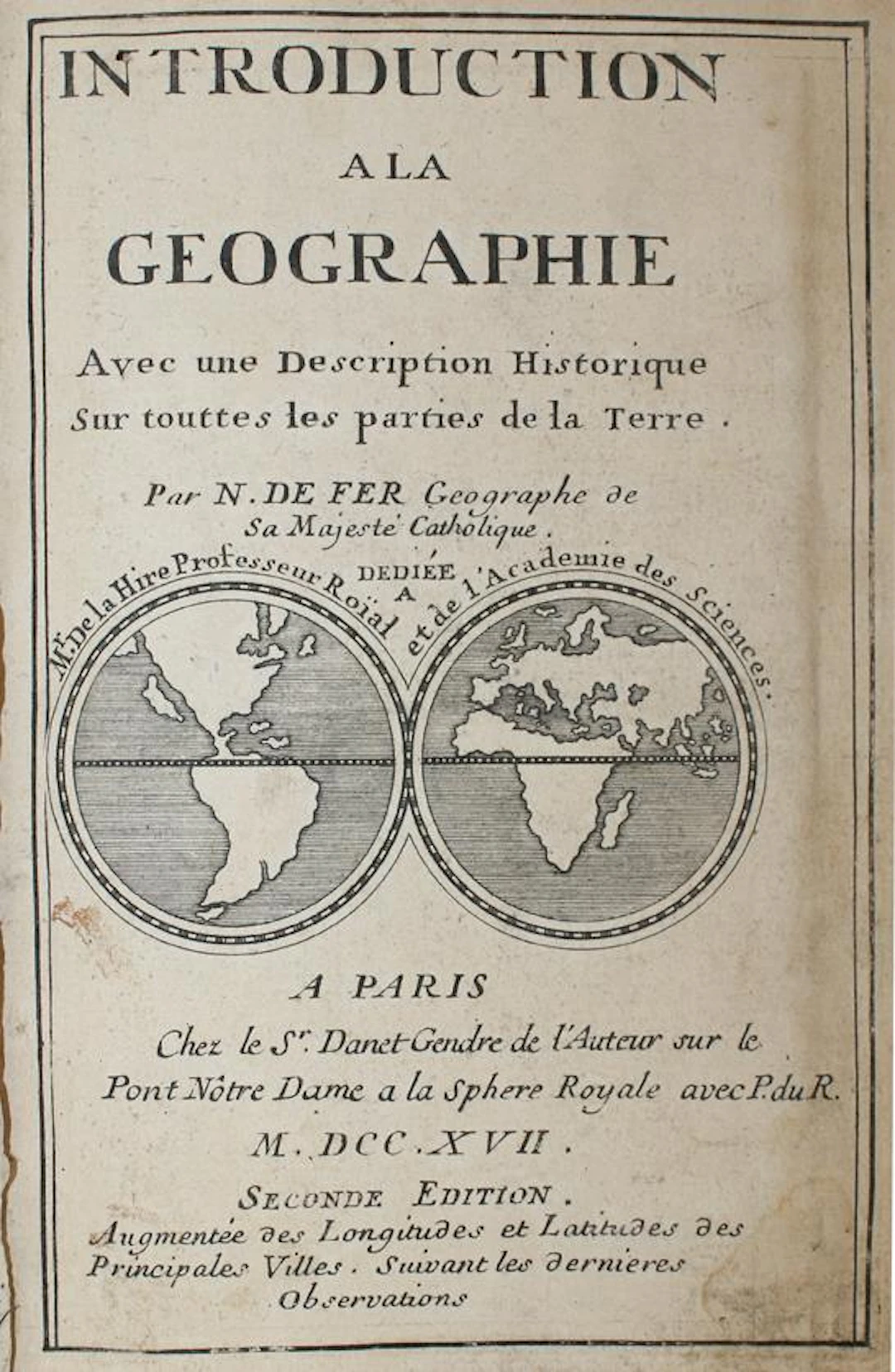 Fer,N.de Introduction a la Geographie avec une description historique