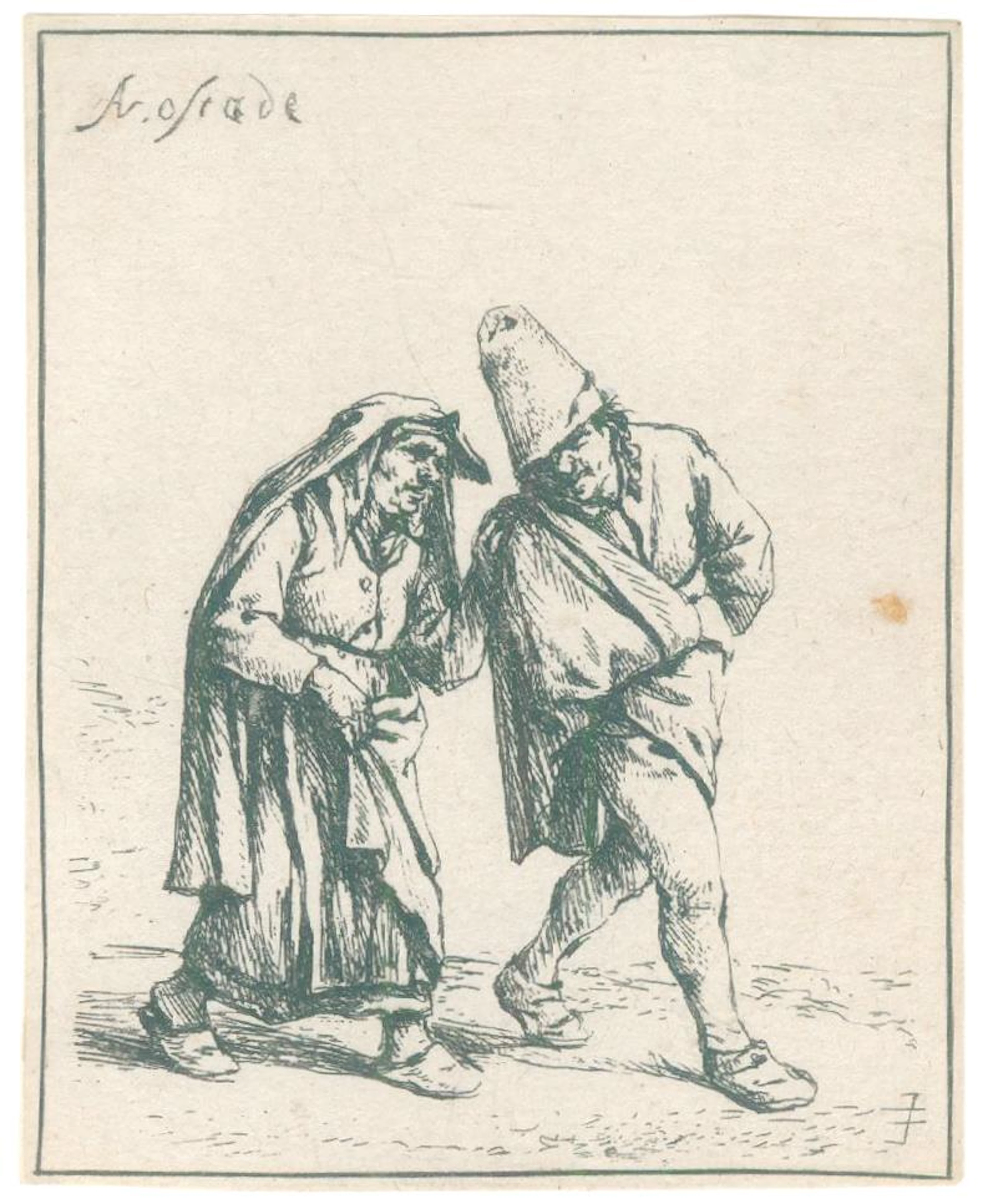 Ostade, Adriaen van (1610 Haarlem - 1684). Das gehende Paar. Radierung