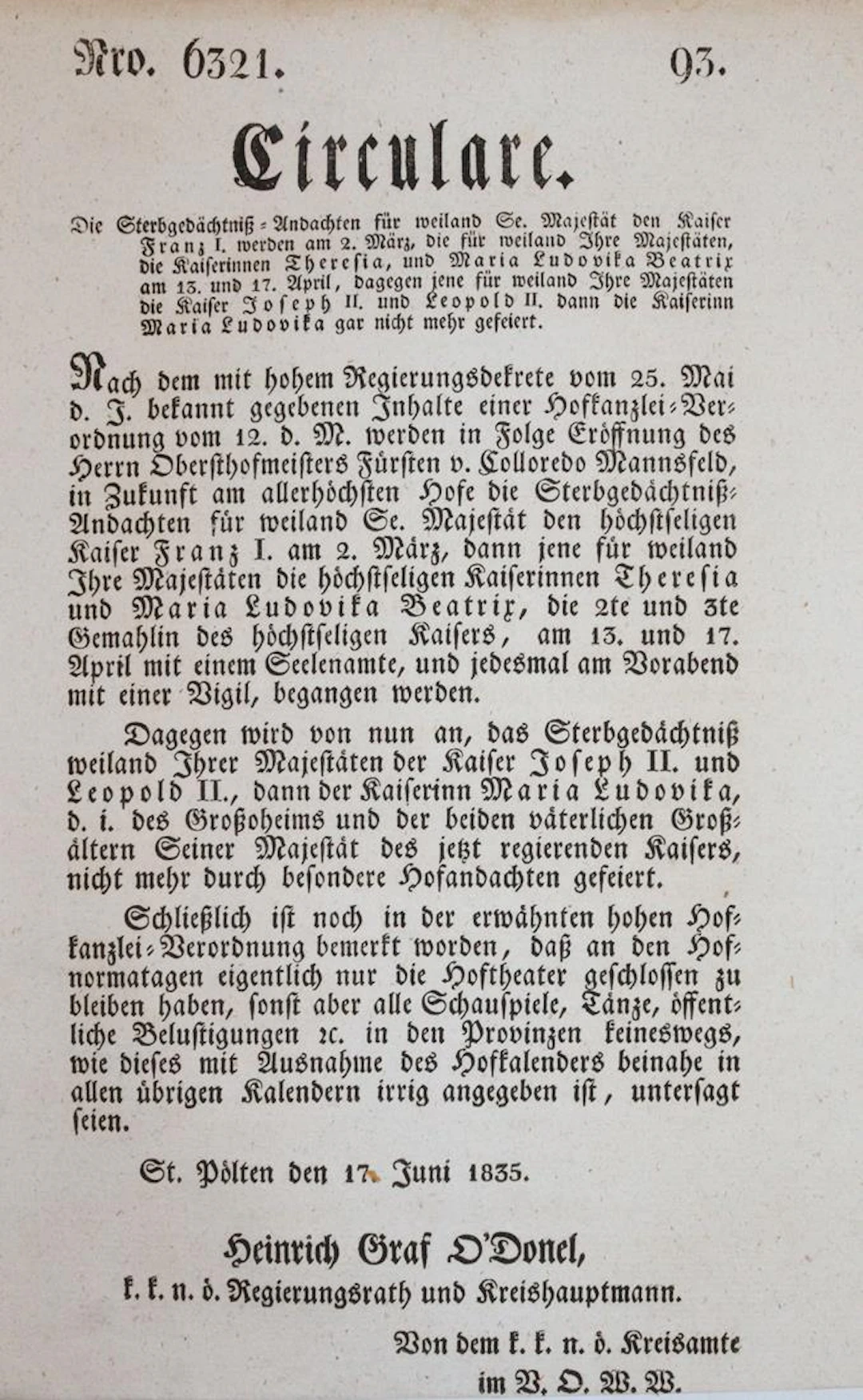 Sammlung von über 60 österr. Circulare