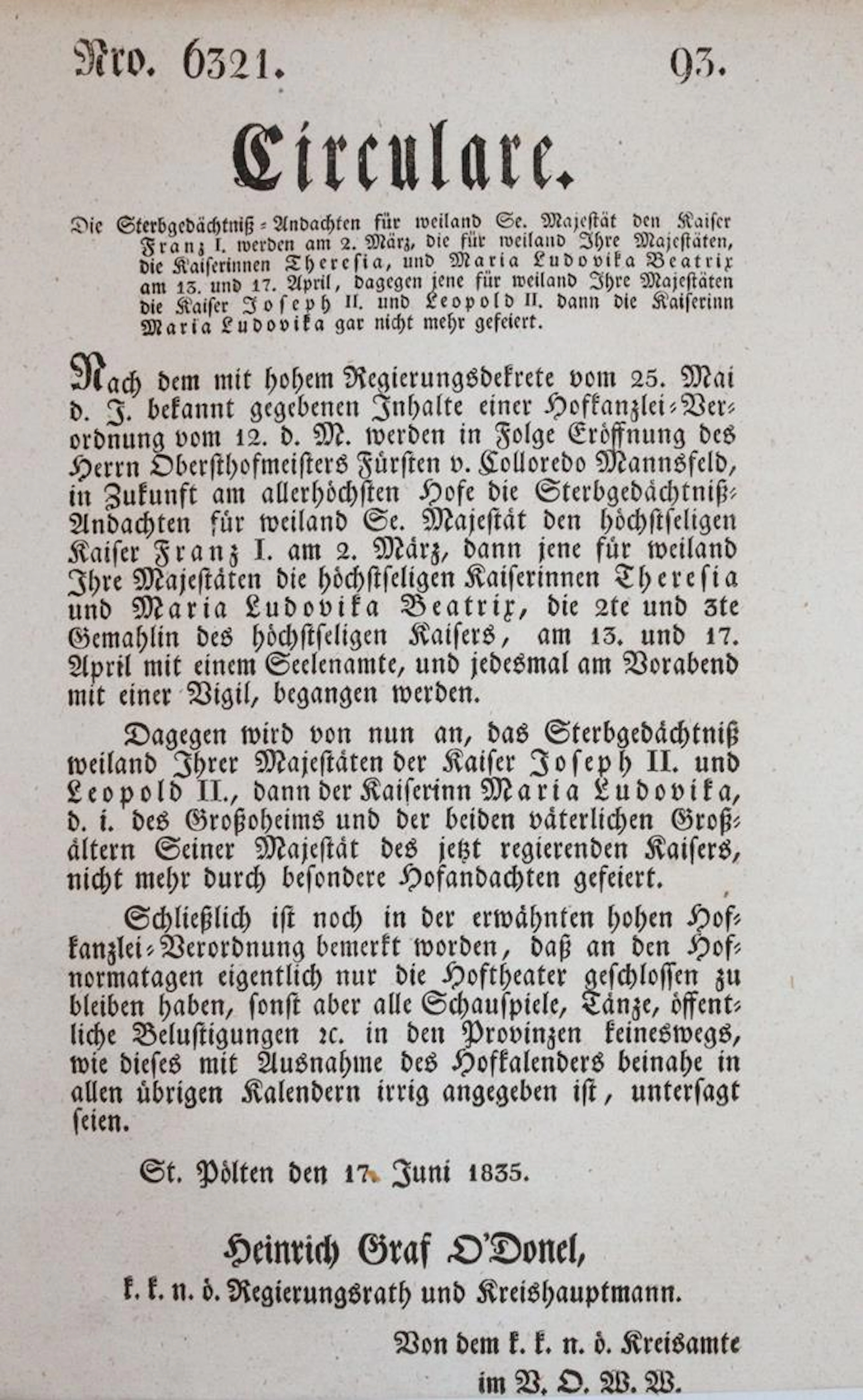 Sammlung von über 60 österr. Circulare