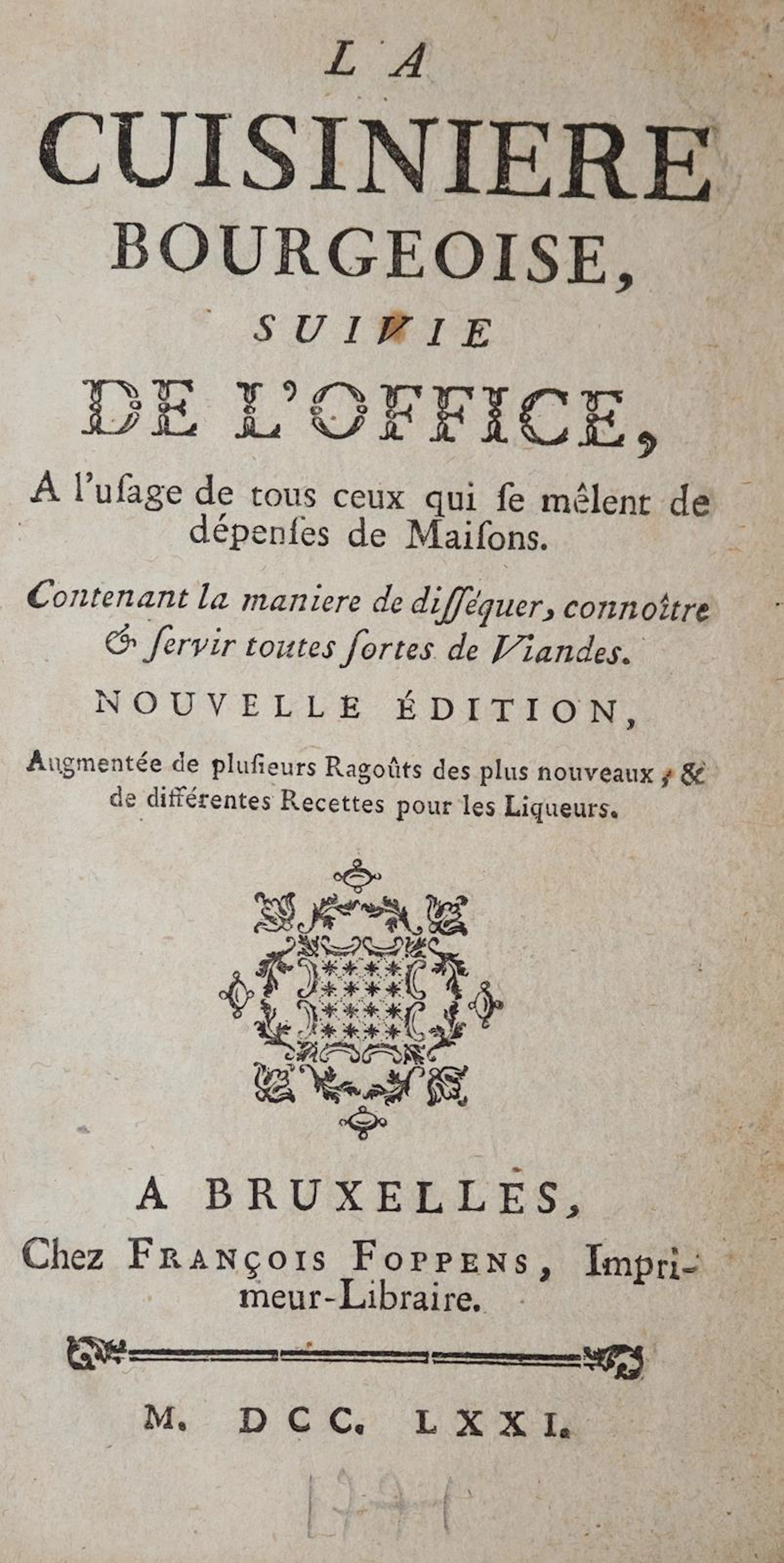 (Menon). La Cuisiniere bourgeoise