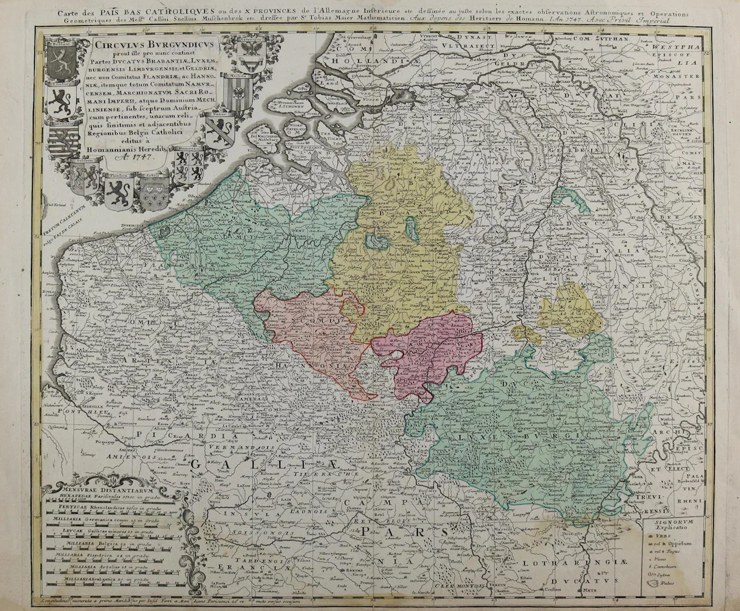 Benelux. Carte des Pays Catholiques ou des X Provinces de L'Allemangne