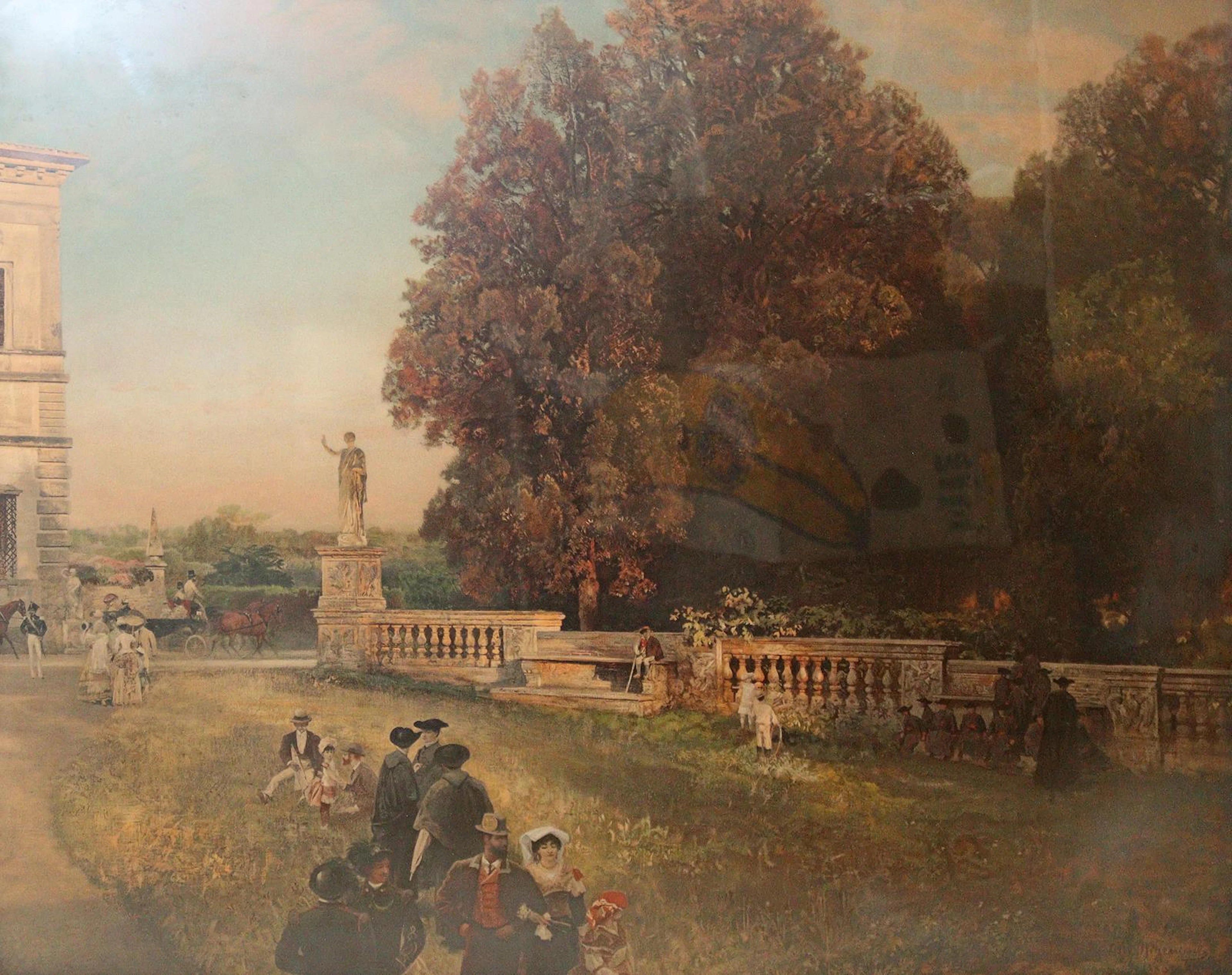 Achenbach, Oswald (1827 Düsseldorf 1905). Im Park der Villa Borghese.